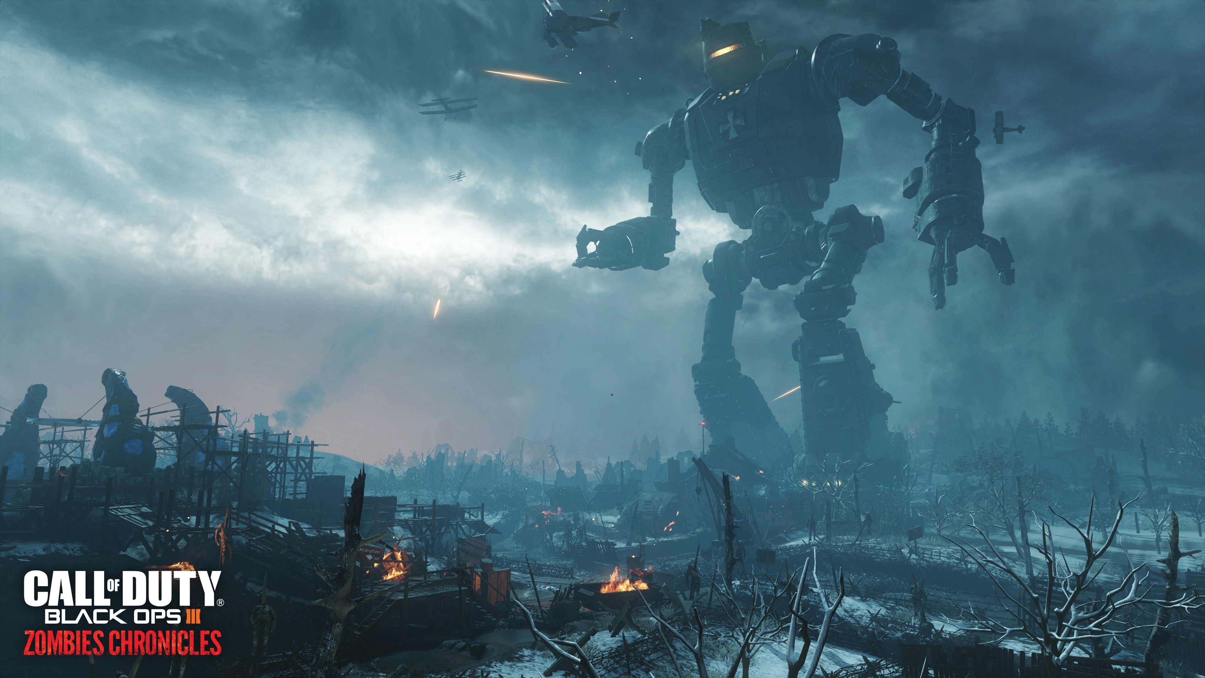 Call of Duty: Black Ops III, Zombies Chronicles, Robot gigante, Rovine, sfondo widescreen 4K