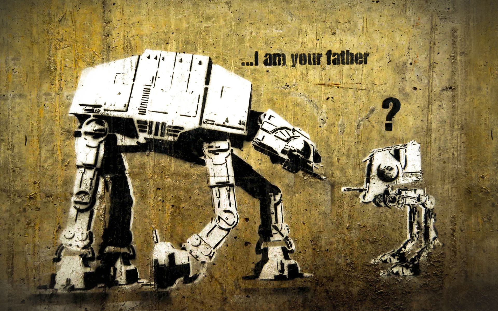 Banksy, AT-AT, Star Wars, I am your father, Graffiti, Full HD, sfondo per PC e portatile