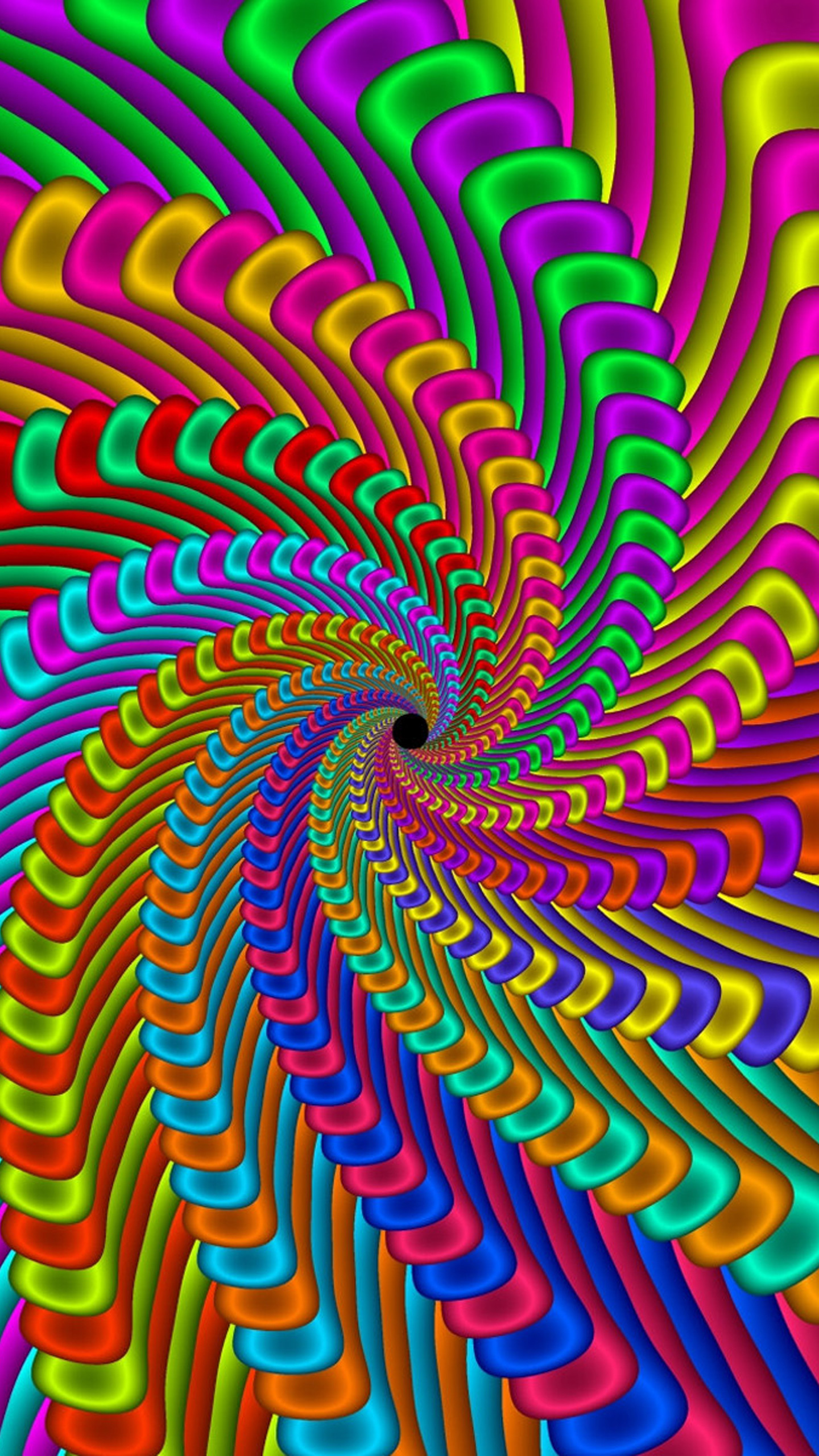 Spirale psichedelica, Illusione ottica, Multicolore, QHD+, sfondo per iPhone e Android