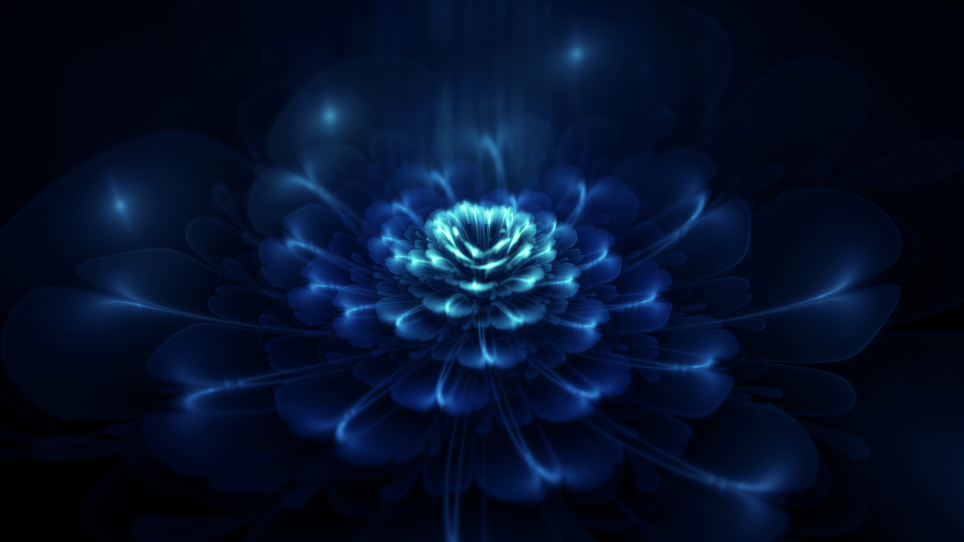 Fiore frattale, Blu, Luce, Arte digitale, Full HD 1080p, sfondo desktop