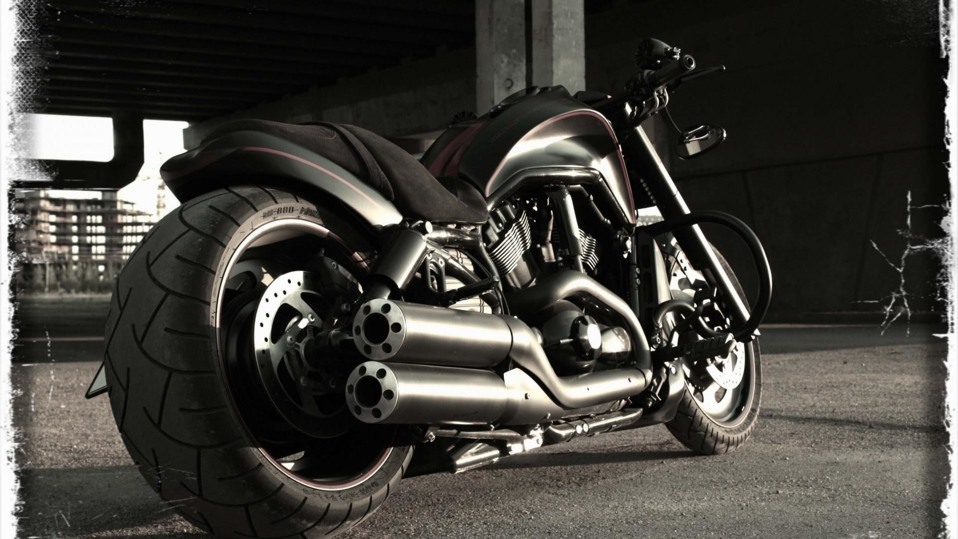 Harley-Davidson V-Rod, Harley-Davidson, Moto custom, Vista posteriore, Ruota larga, sfondo 1080p