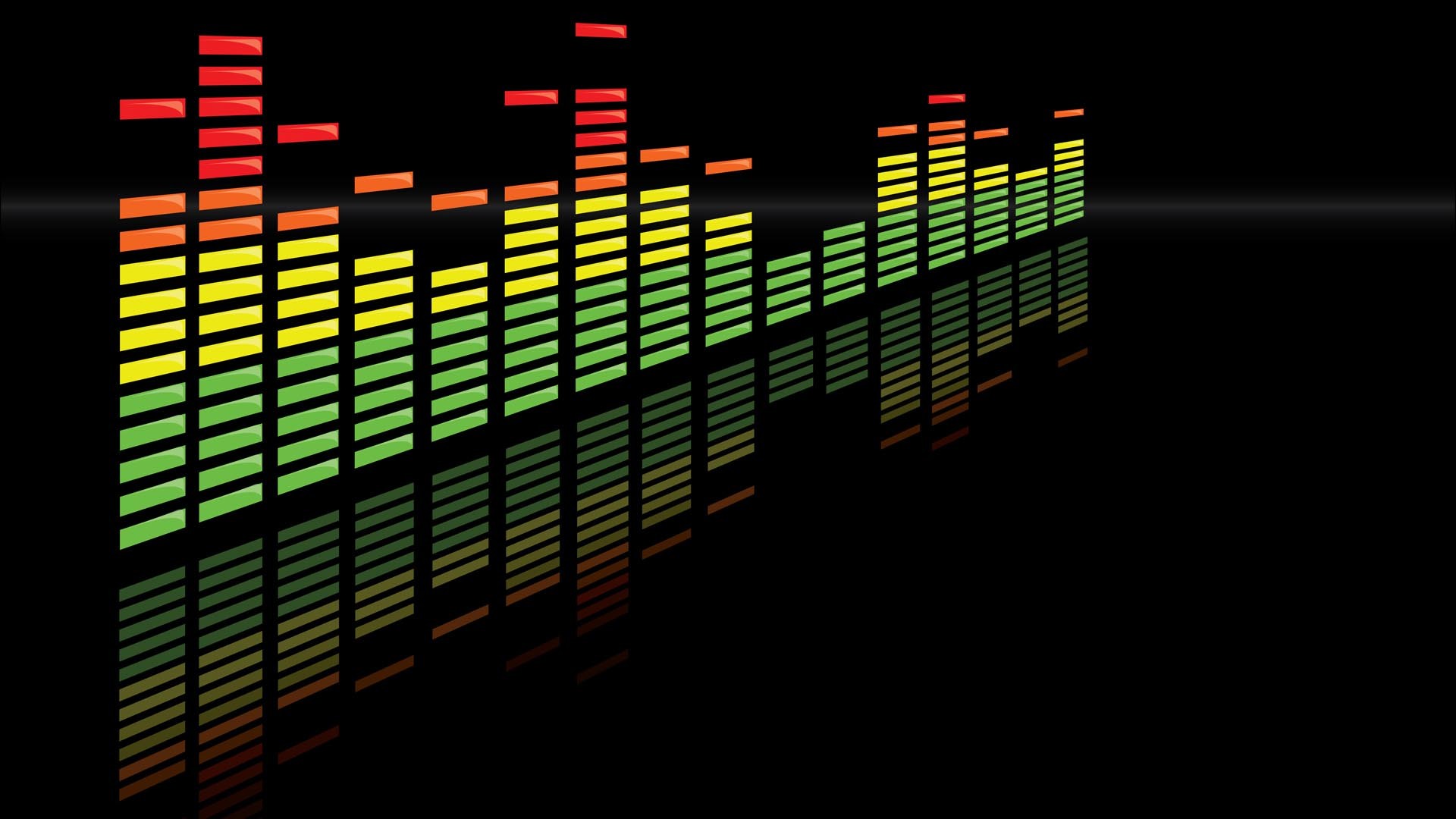 Equalizzatore, Barre audio, Sfondo nero, Full HD, wallpaper desktop