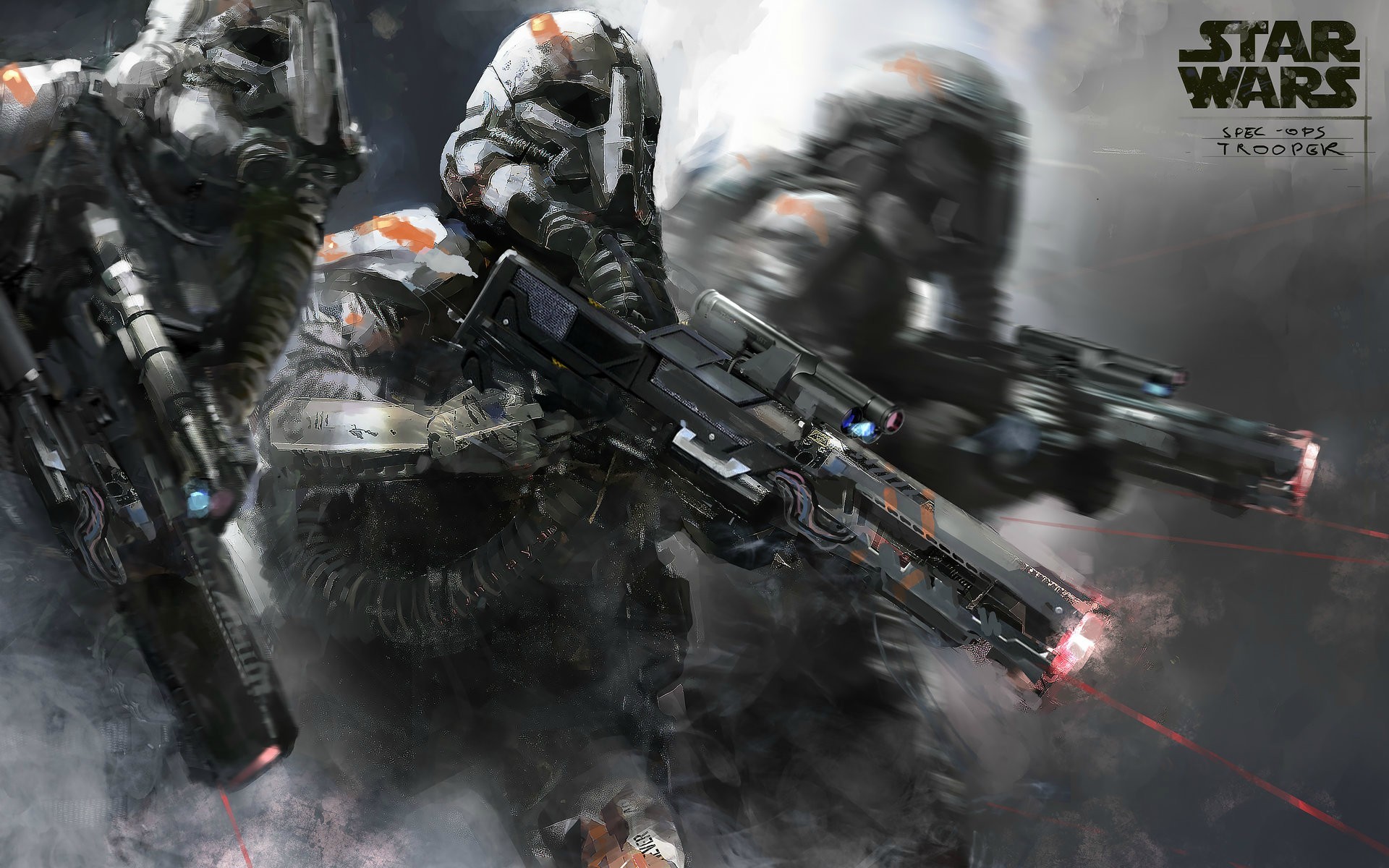 Shadow trooper, Blaster, Star Wars, Arte digitale, 1920x1200, sfondo per PC