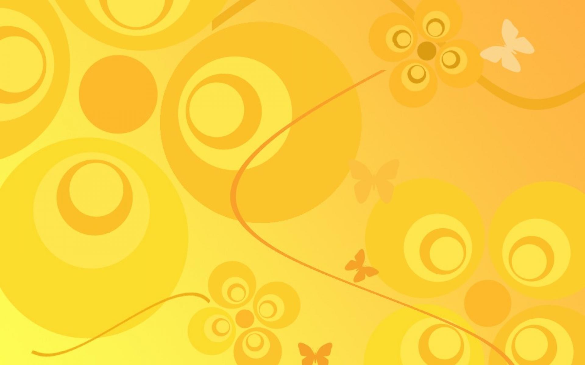 Cerchi retrò, Fiori stilizzati, Farfalle, Giallo, 1920x1200, sfondo per PC