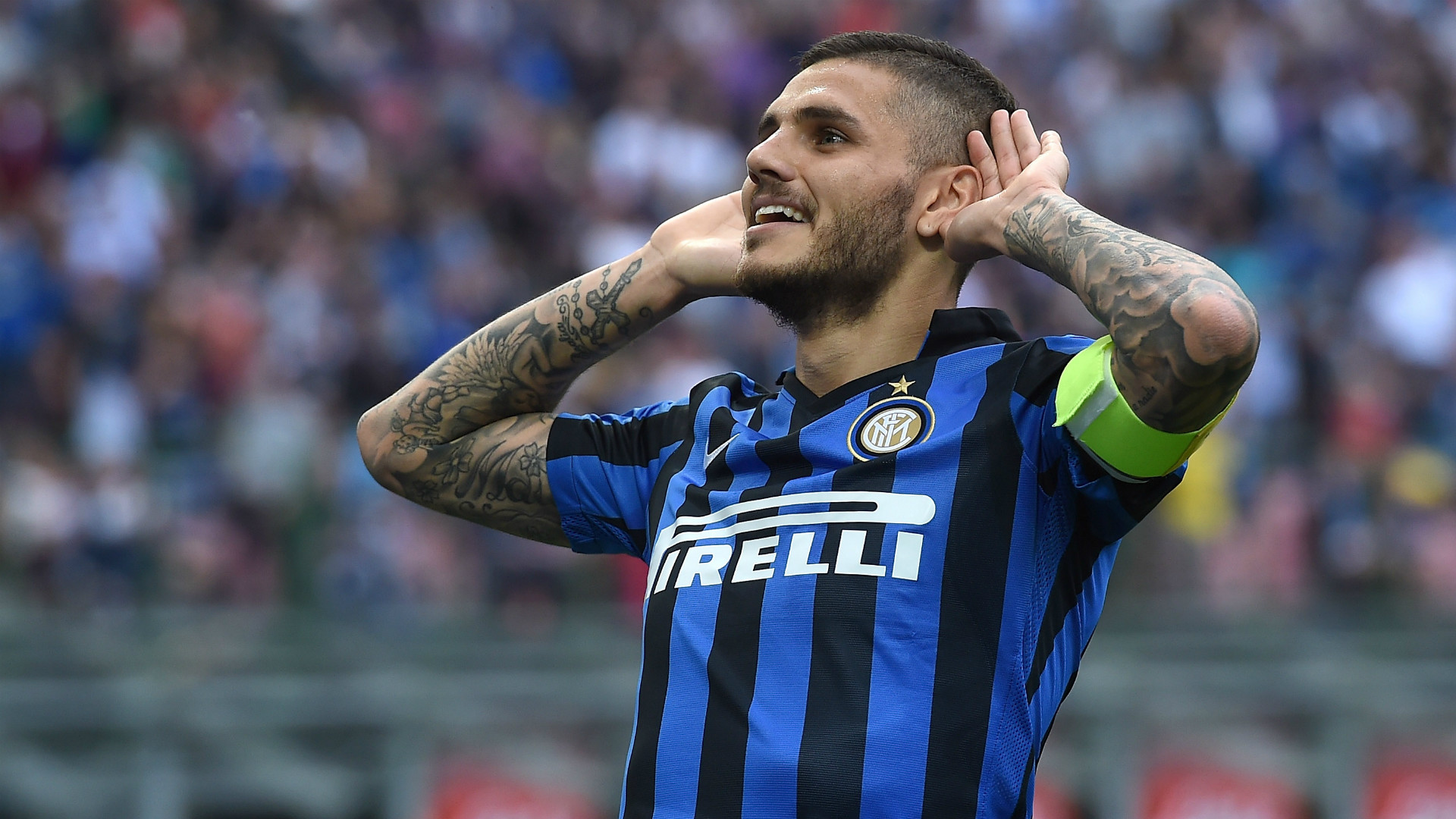 Mauro Icardi, Inter, Esultanza, Fascia da capitano, 1920x1080, immagine di sfondo