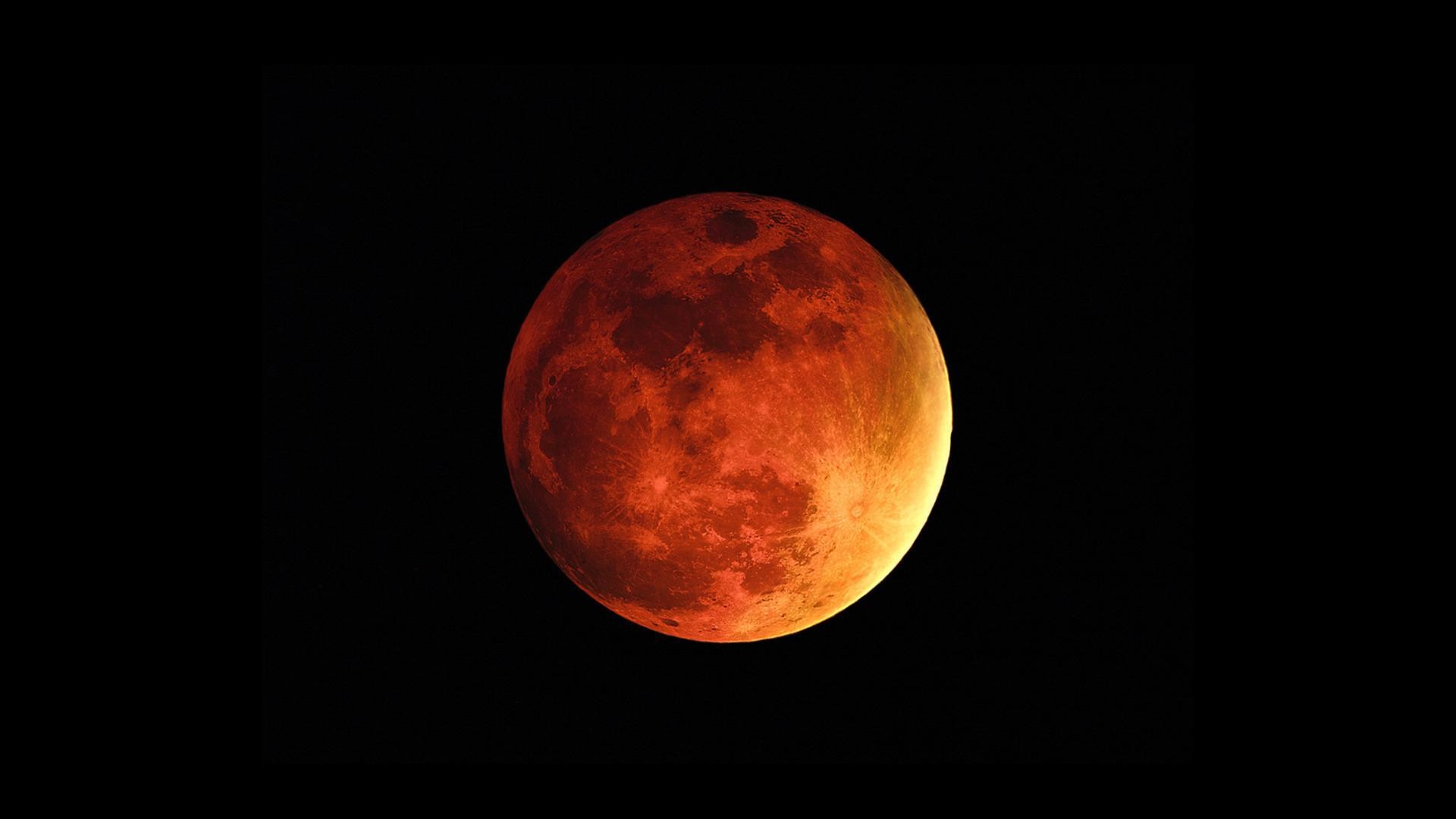 Luna rossa, Eclissi lunare, Luna di sangue, 16:9 Full HD, sfondo widescreen