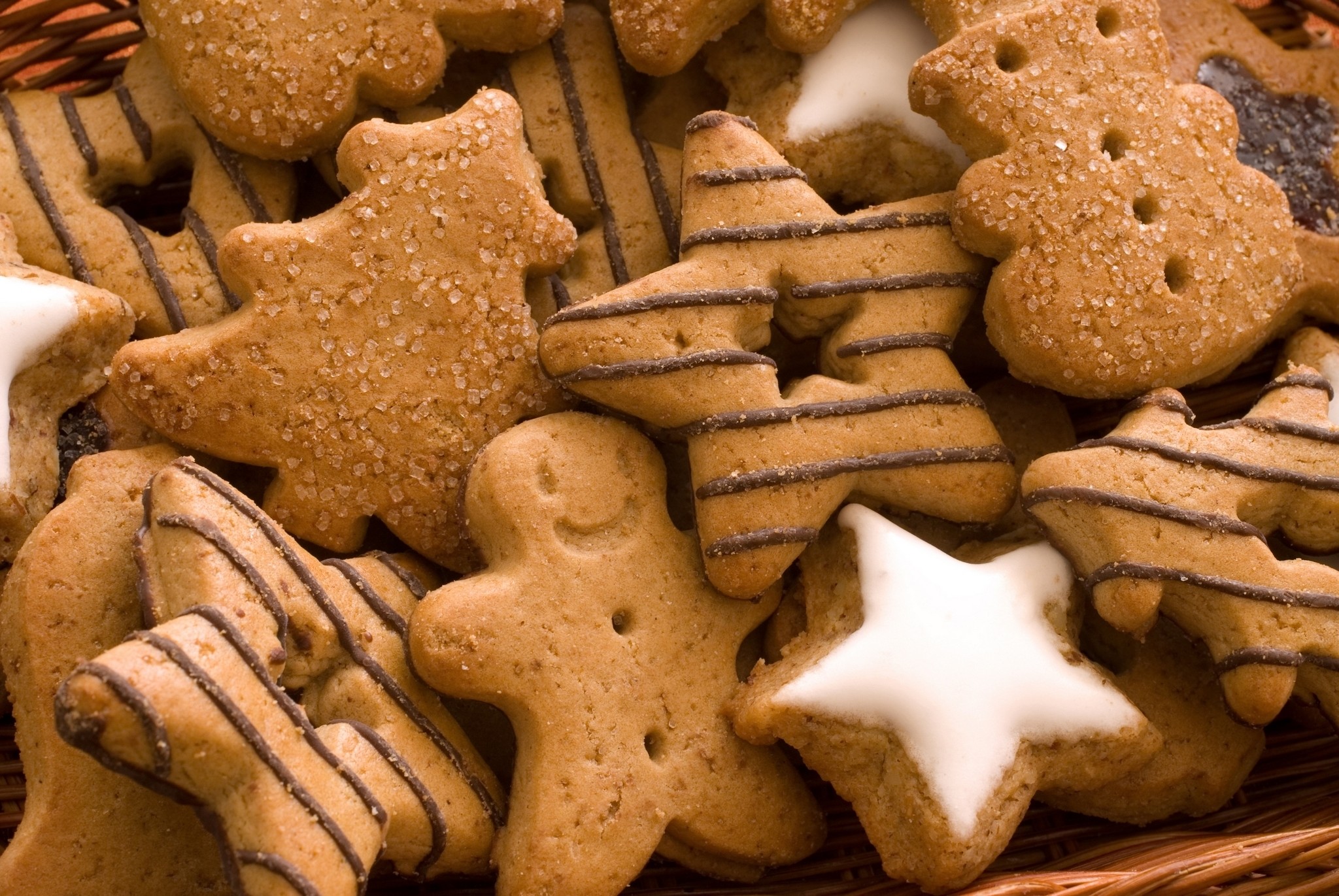 Biscotti di pan di zenzero, Omino di pan di zenzero, Stella, Biscotti, sfondo Full HD per portatile