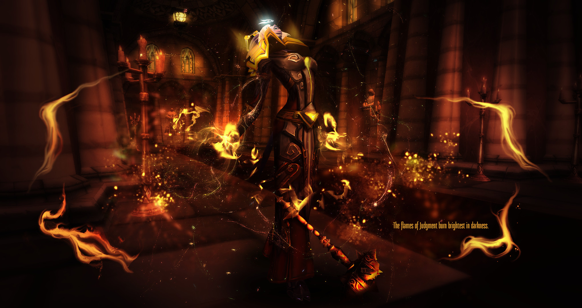 World of Warcraft, Paladino, Fiamme, Arancione, Fantasy, Full HD, sfondo per PC e portatile