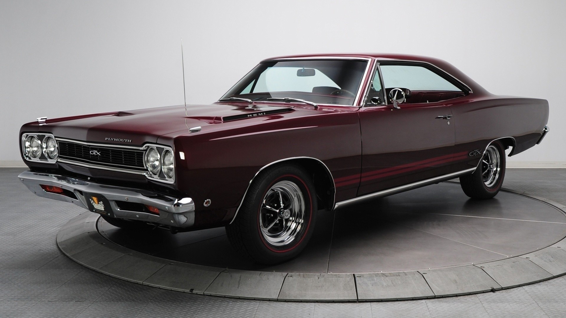 Plymouth GTX, Auto d'epoca, Muscle car, Bordeaux, 1920x1080, immagine di sfondo