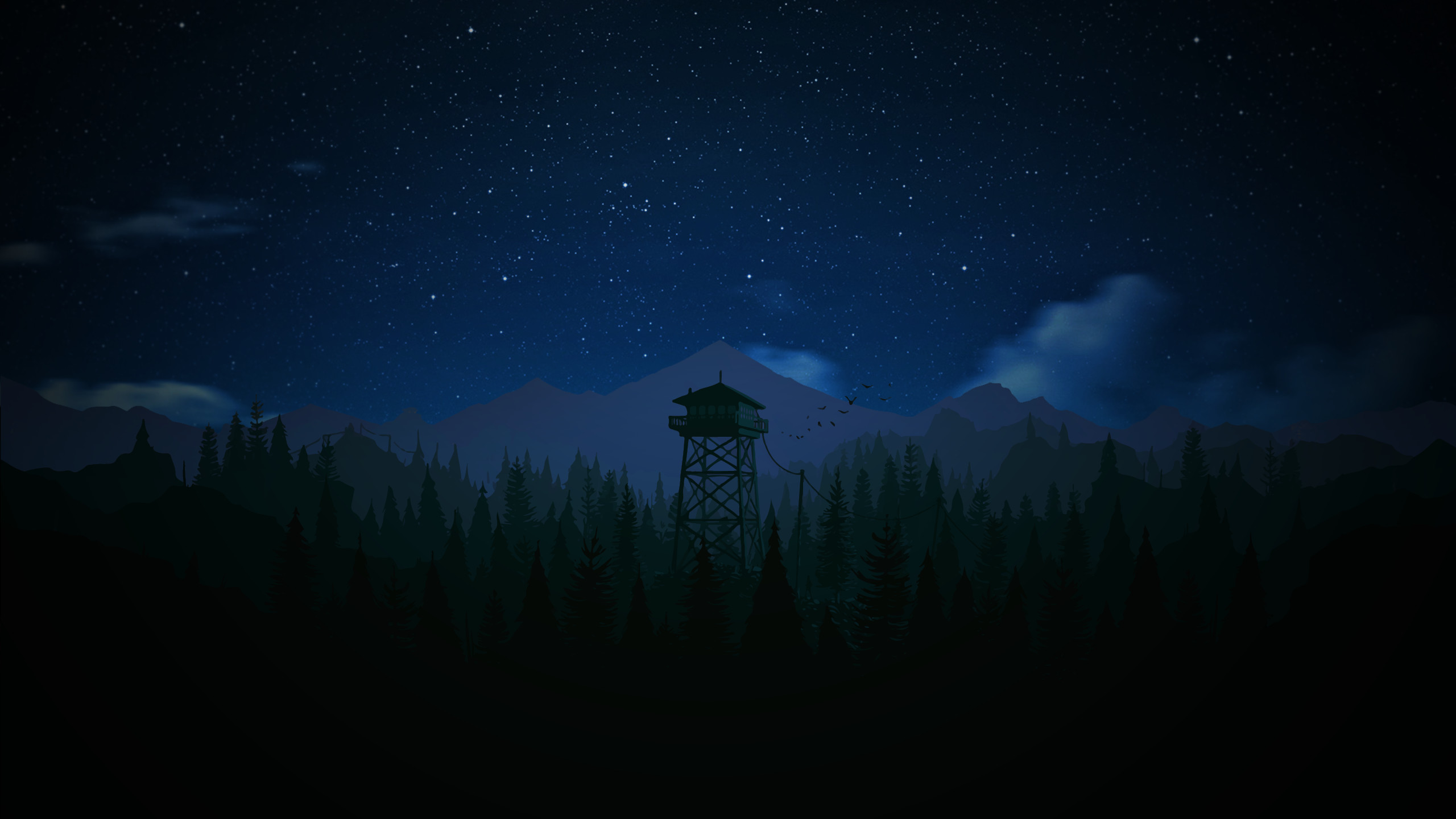 Firewatch, Torre di avvistamento, Notte, Cielo stellato, 2K 1440p, sfondo desktop