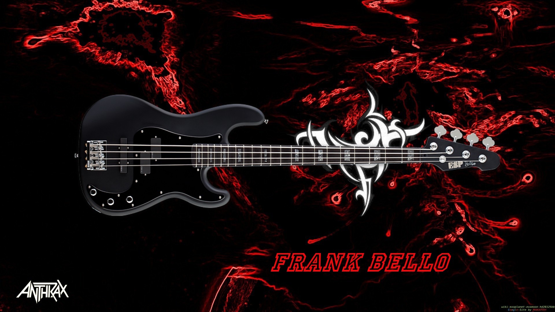 Frank Bello, Anthrax, Basso elettrico, Rosso e nero, Full HD, sfondo per PC