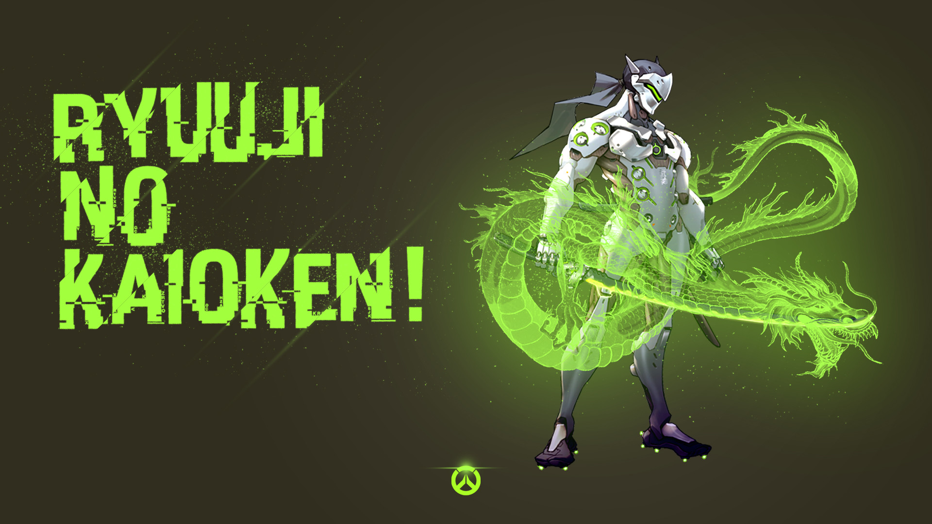 Genji, Overwatch, Ryuujin no ken wo kurae, Drago verde, Full HD 1080p, sfondo desktop