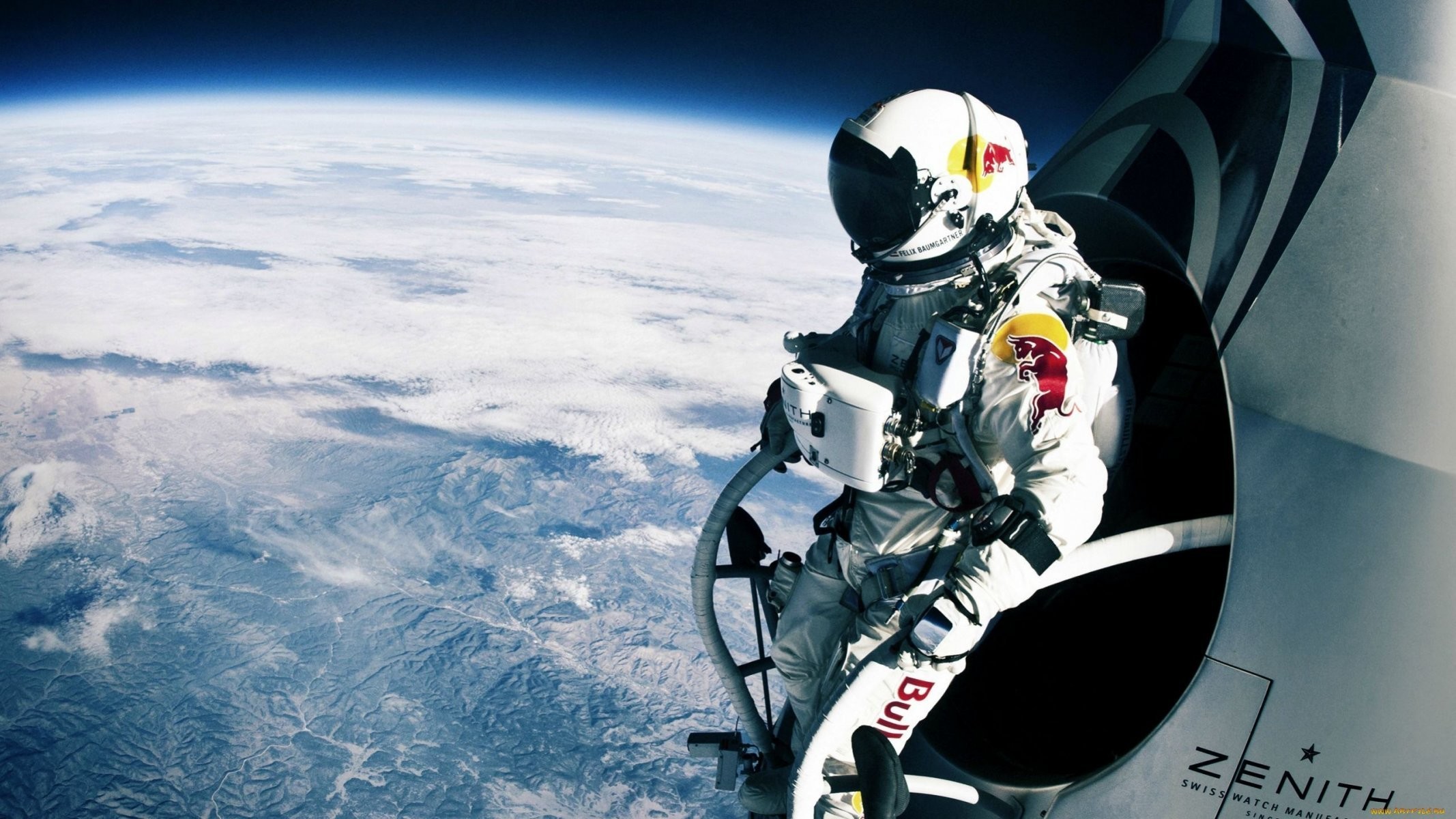 Felix Baumgartner, Red Bull Stratos, Capsula, Terra, Stratosfera, sfondo per portatile