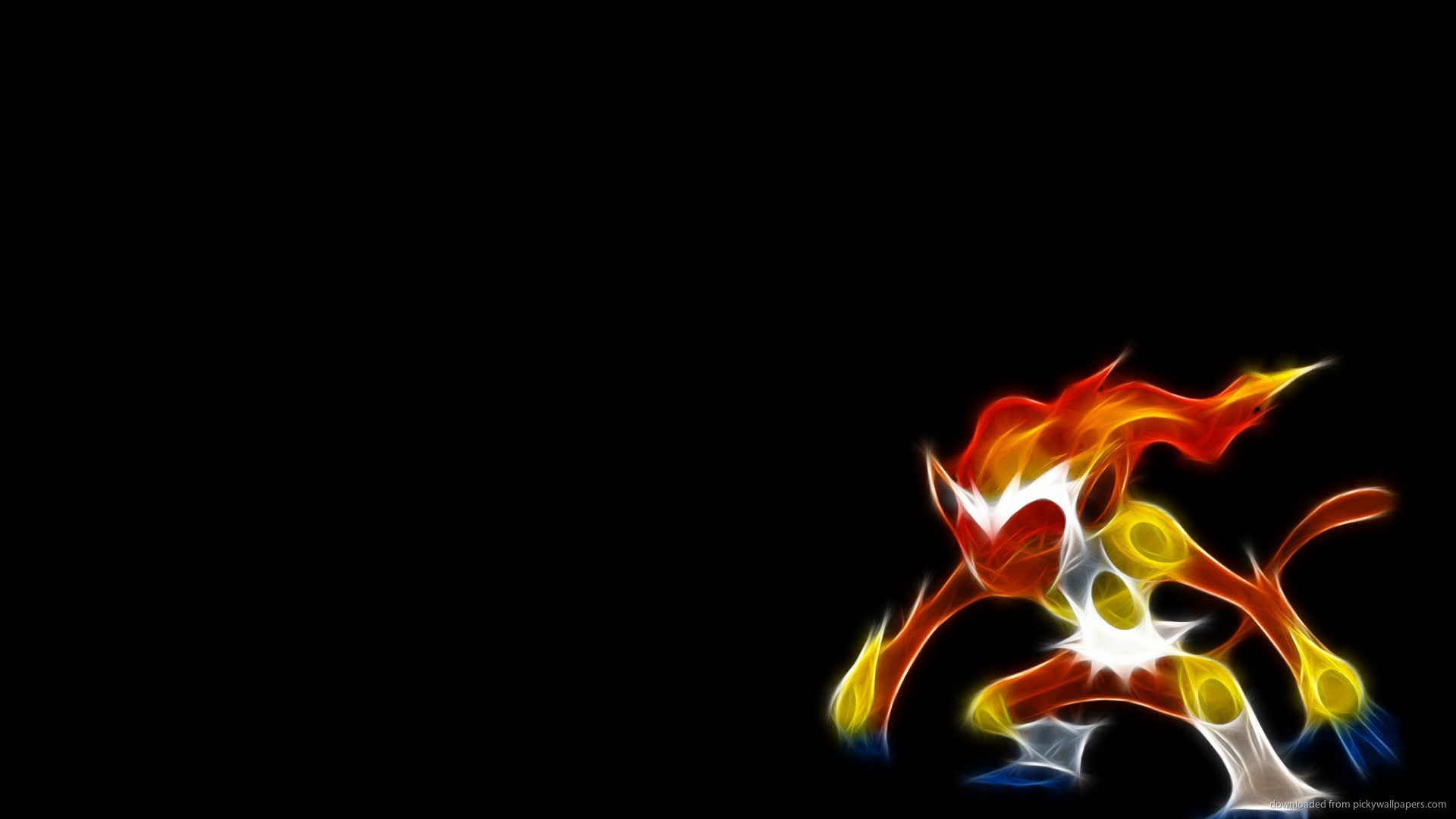 Infernape, Pokémon, Neon, Sfondo nero, 1920x1080, wallpaper desktop