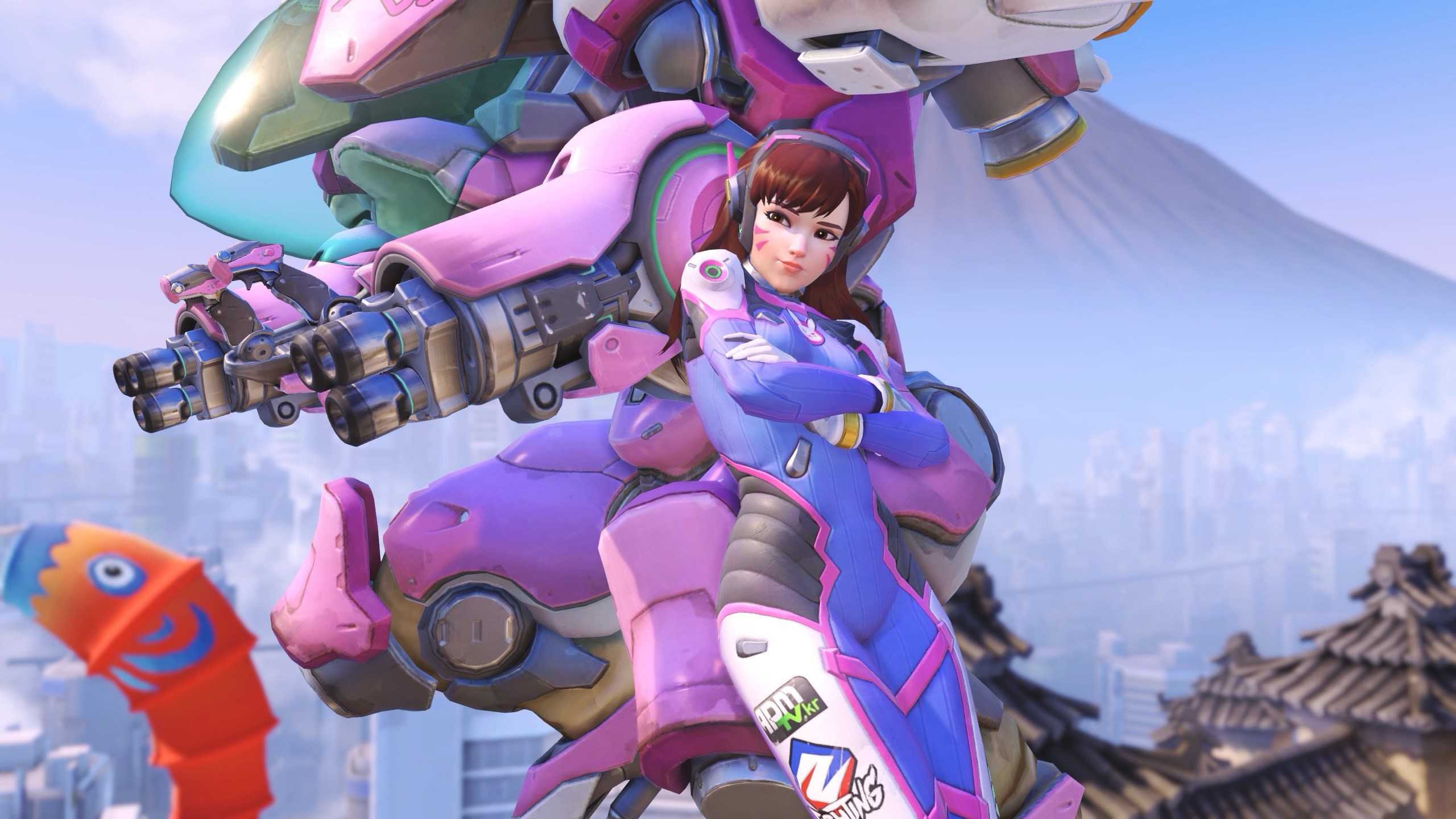 D.Va, Overwatch, MEKA, Monte Fuji, Hanamura, 2560x1440, sfondo per PC