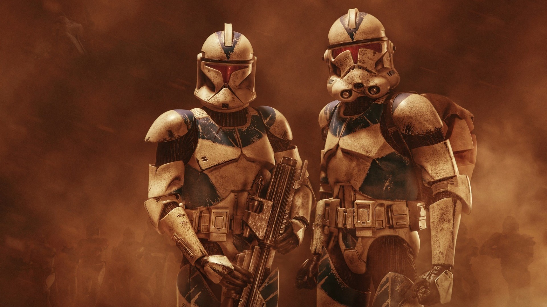 Clone trooper, Star Wars, Armatura, Toni seppia, 1920x1080, sfondo per PC