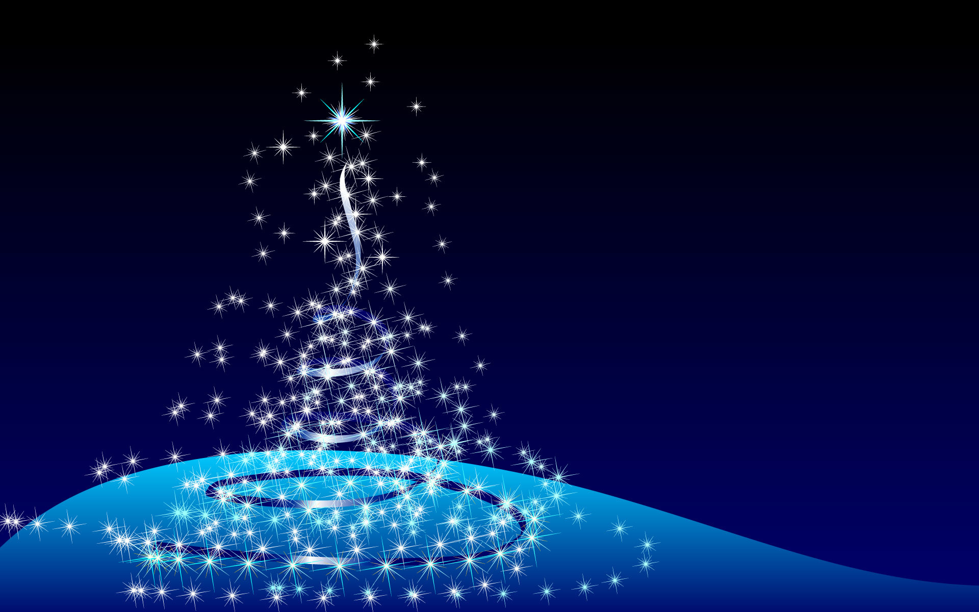 Albero di luci, Stelle, Sfondo blu notte, Brillantini, 1920x1200, wallpaper desktop