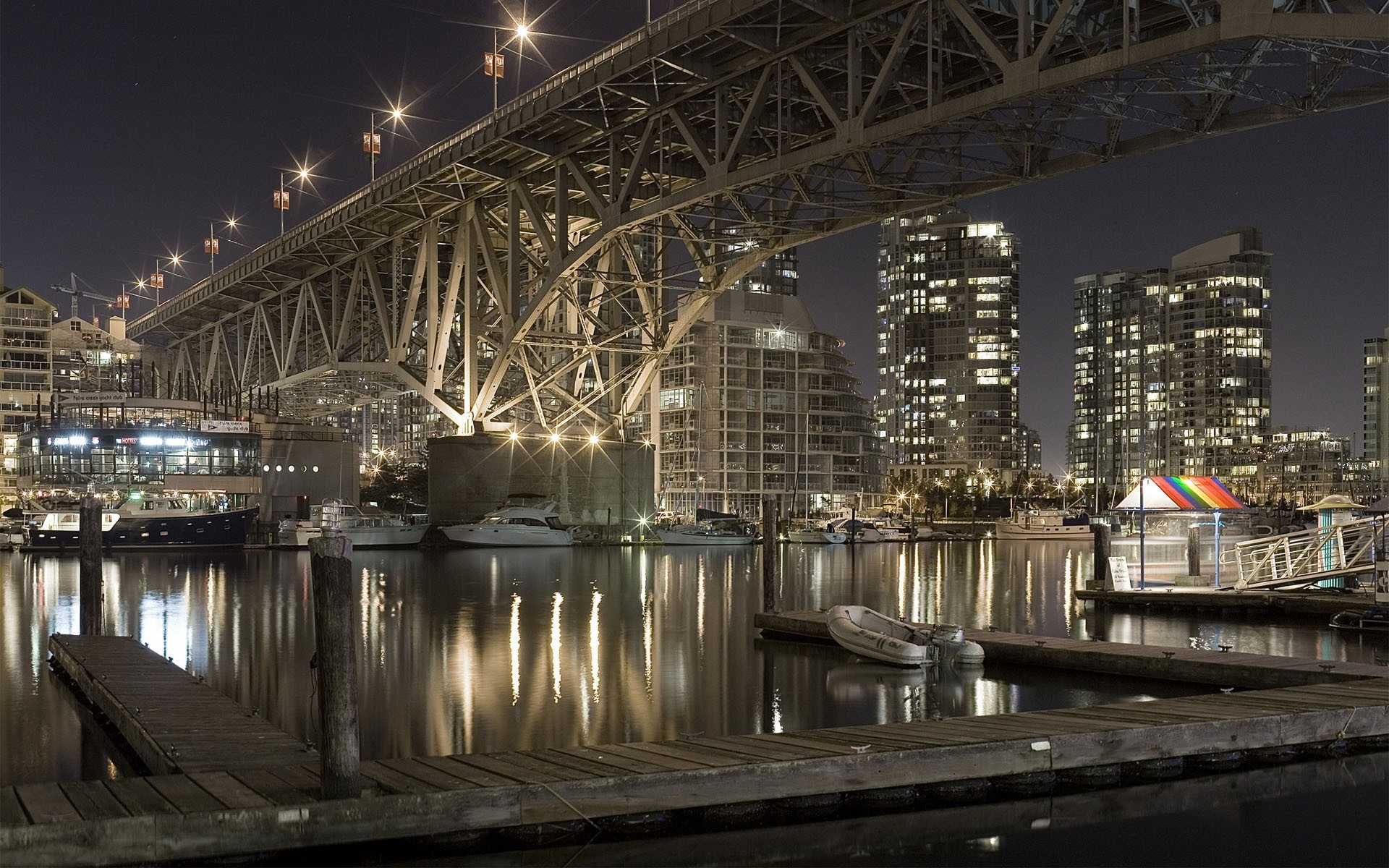 Granville Island, Vancouver, Ponte, Notte, 1920x1200, sfondo per PC