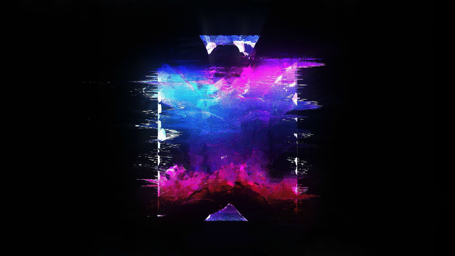 Clessidra, Glitch, Sfondo nero, Full HD, wallpaper per computer