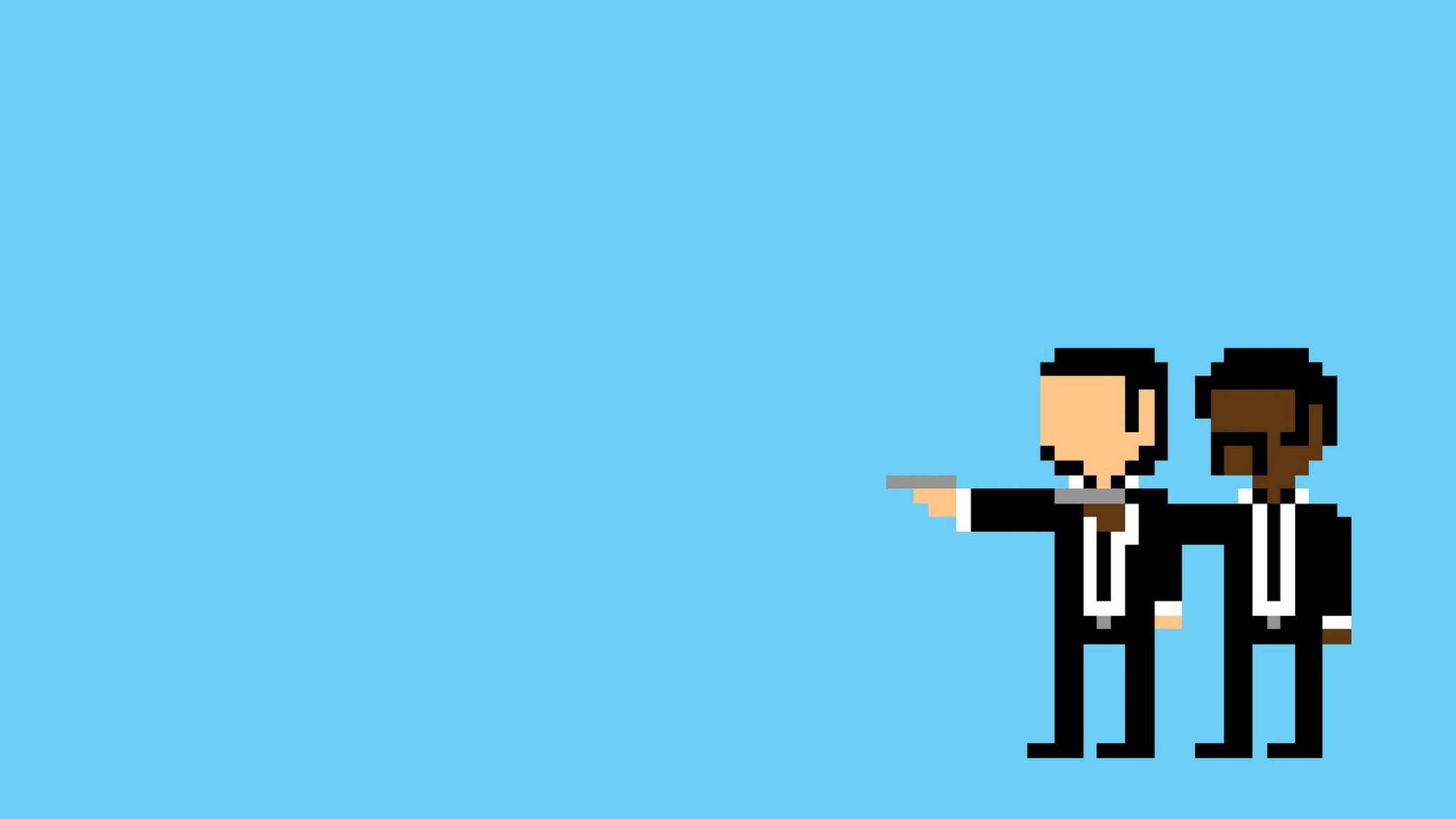 Pulp Fiction, Pixel art, Sfondo azzurro, Full HD, wallpaper per PC