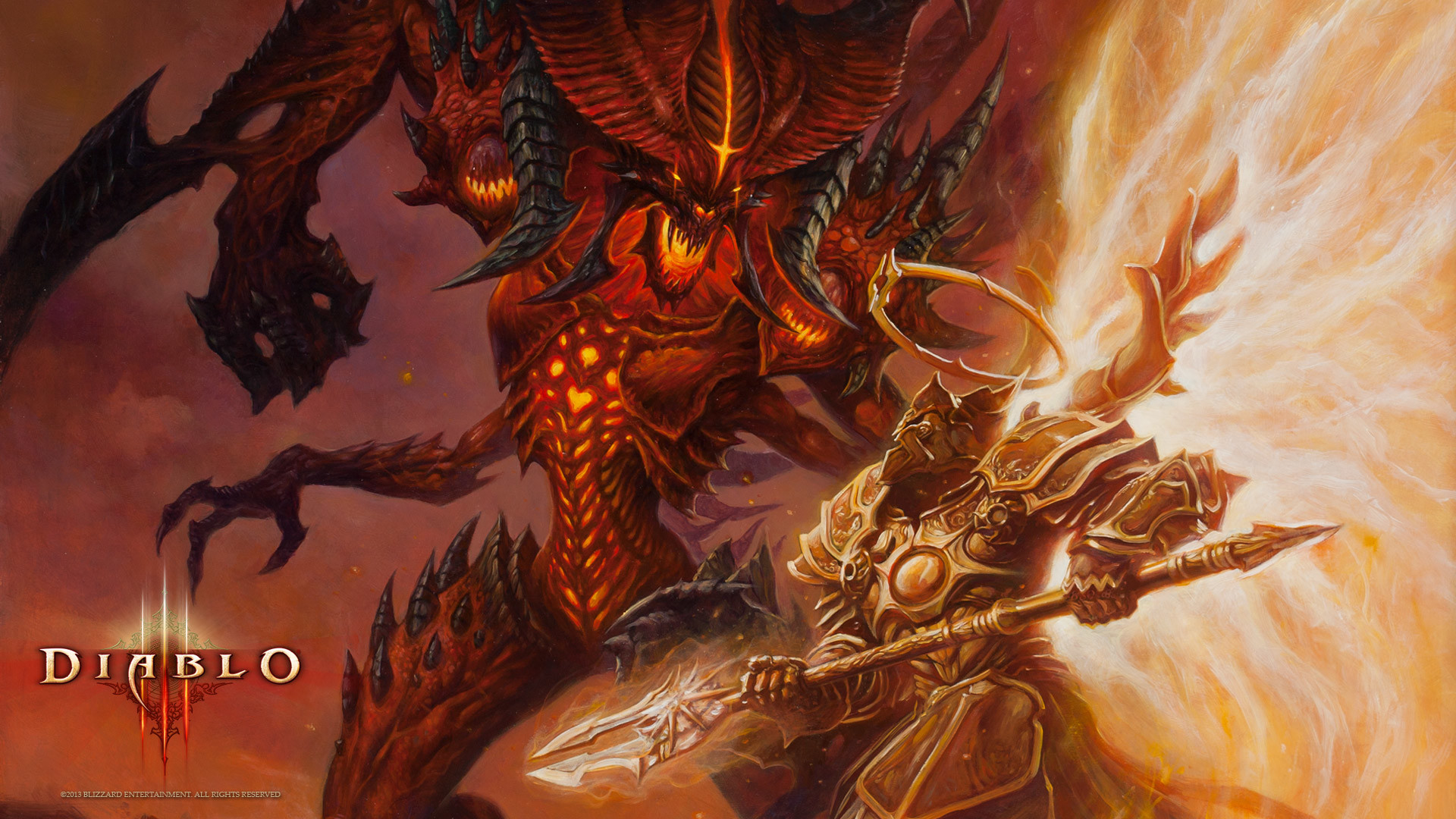 Diablo, Imperius, Diablo III, Combattimento, Fuoco, Full HD, wallpaper per PC
