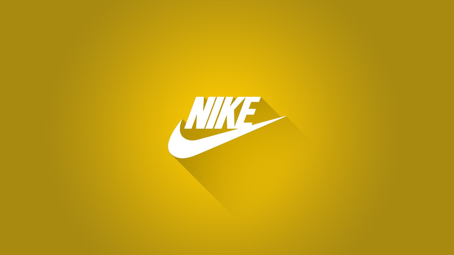 Nike, Logo, Sfondo giallo ocra, 16:9 Full HD, wallpaper widescreen