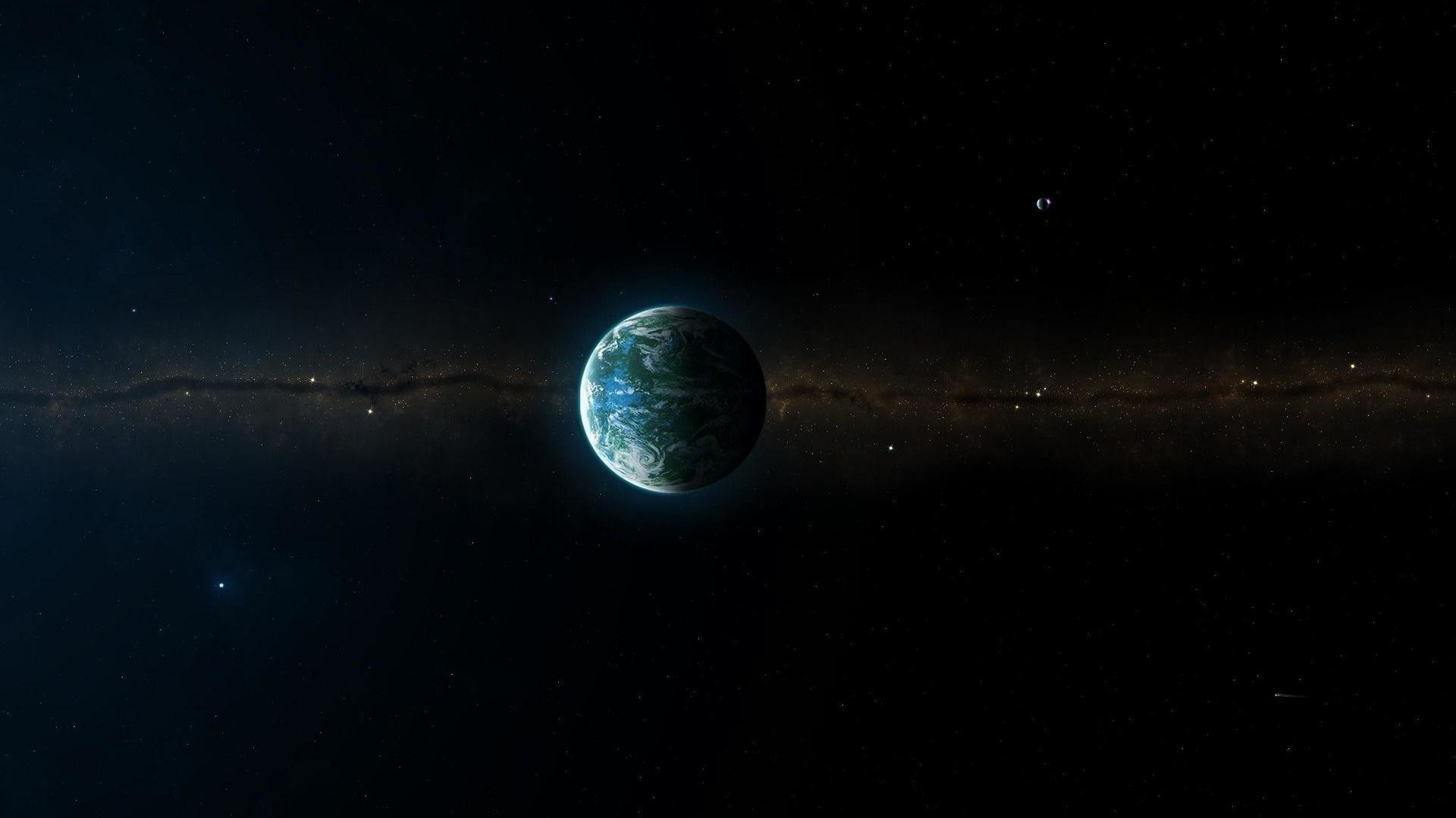 Terra, Pianeta, Spazio, Via Lattea, Stelle, Full HD, sfondo per portatile
