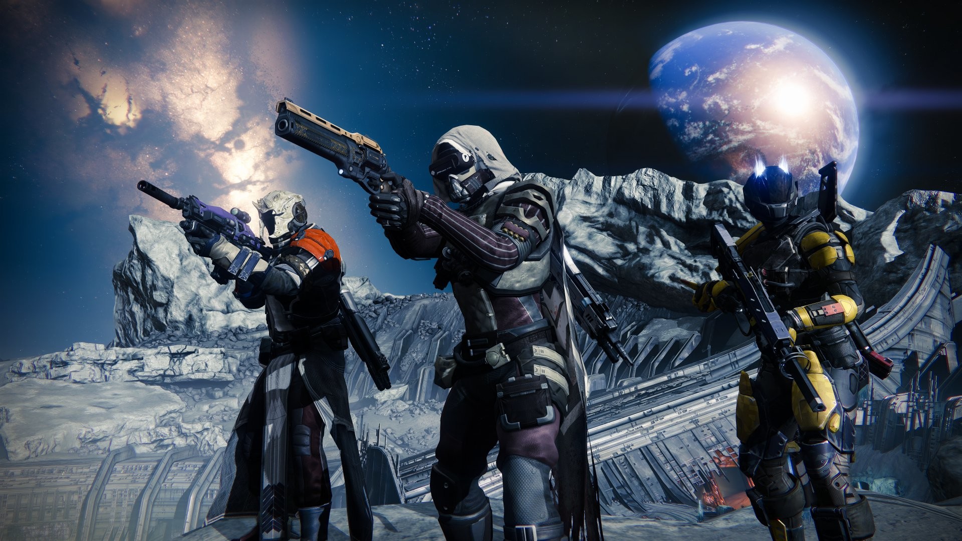 Destiny, Guardiani, Luna, Terra, Fucili, 1920x1080, wallpaper desktop
