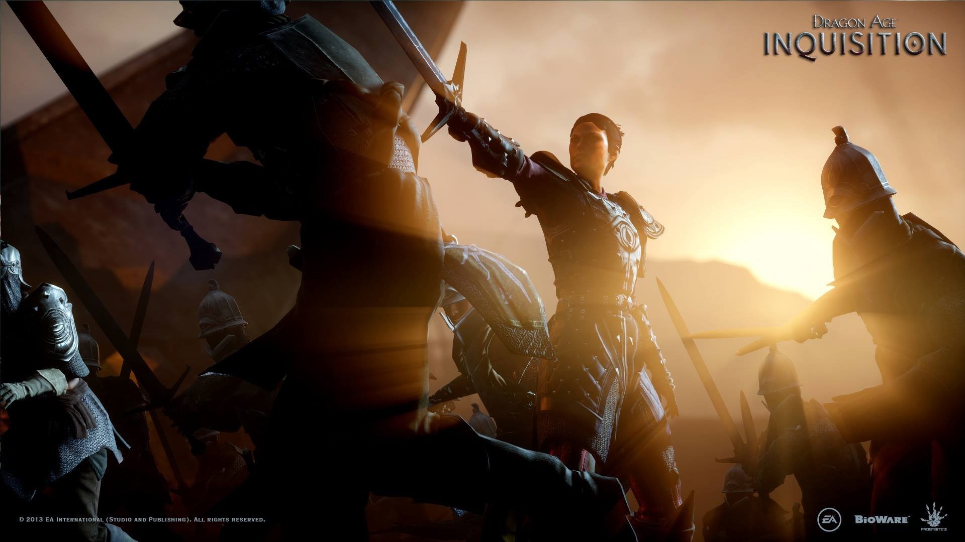 Dragon Age: Inquisition, Battaglia, Controluce, Tramonto, Full HD, sfondo Windows 11