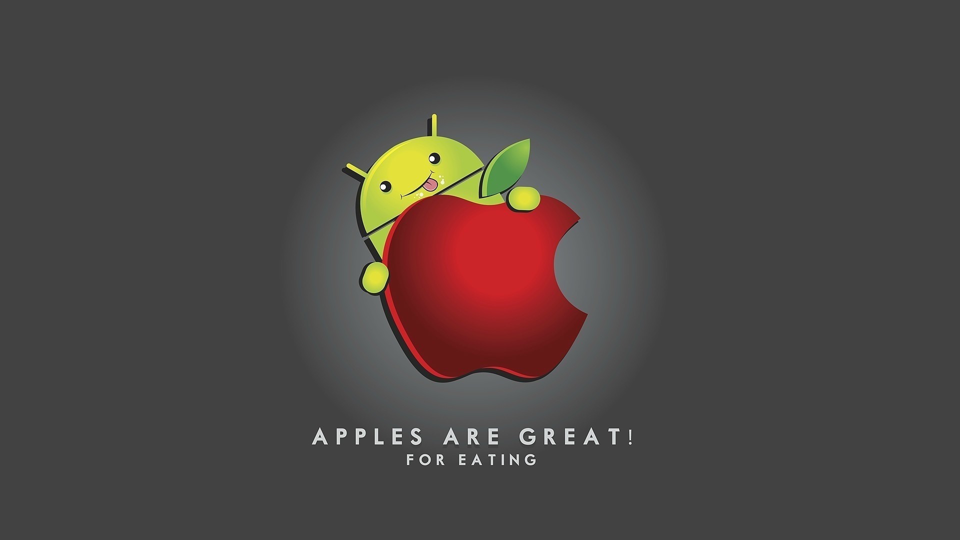 Android, Logo Apple, Apples are great, Umorismo, Full HD, sfondo desktop