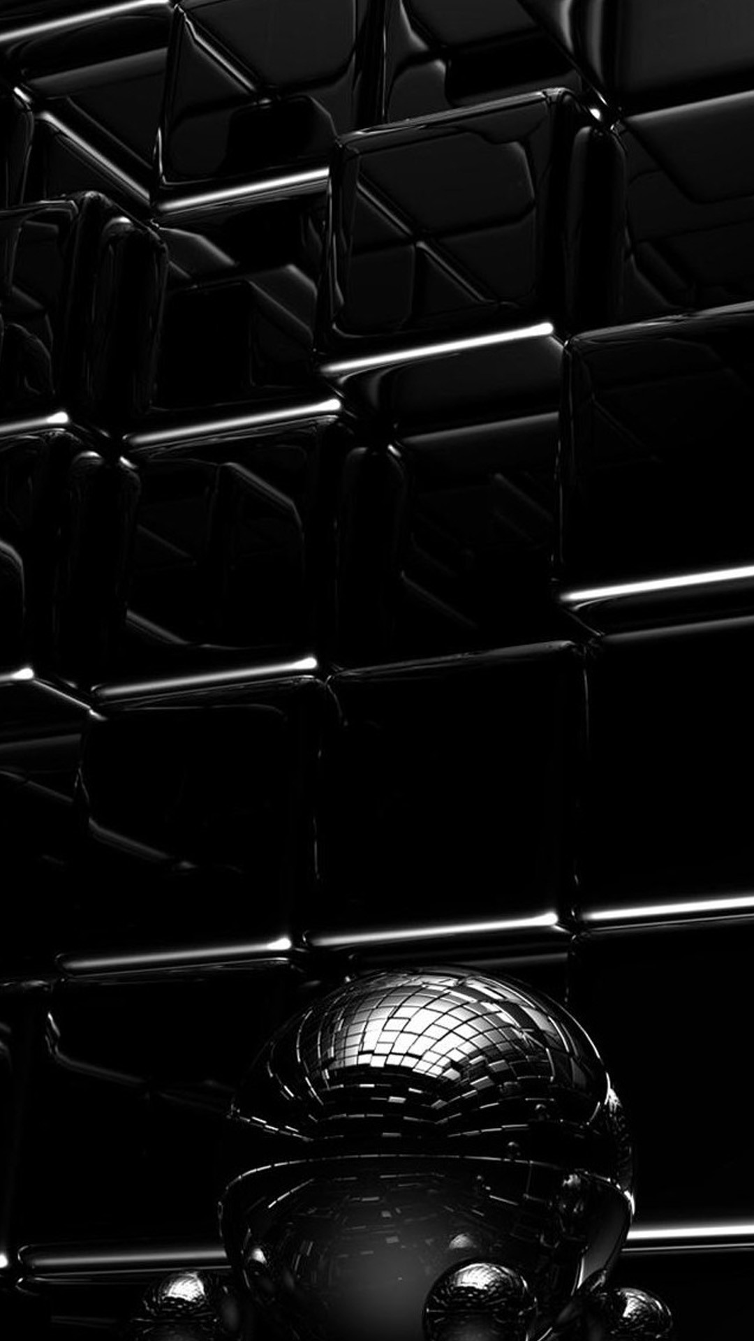 Cubi neri, 3D, Sfondo nero, wallpaper iPhone 6 Plus