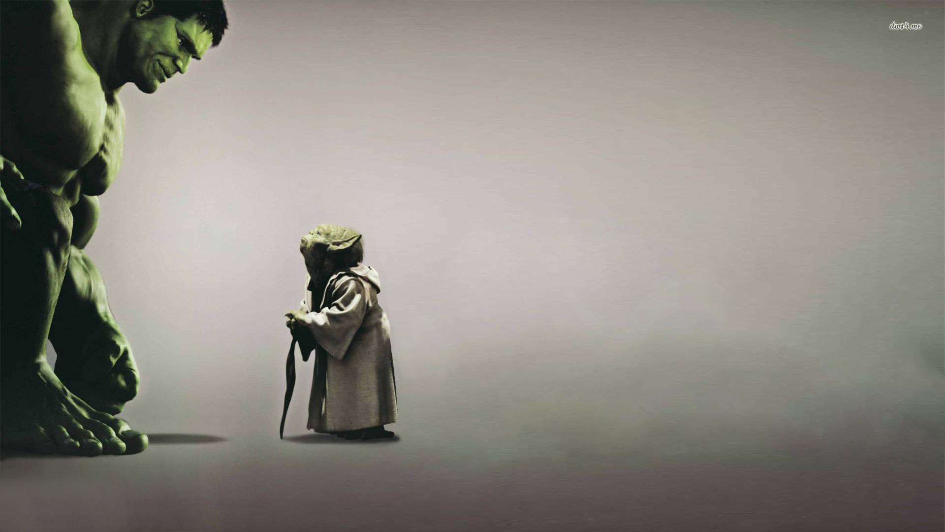 Hulk, Yoda, Star Wars, Crossover, Sfondo grigio, 1920x1080, wallpaper desktop
