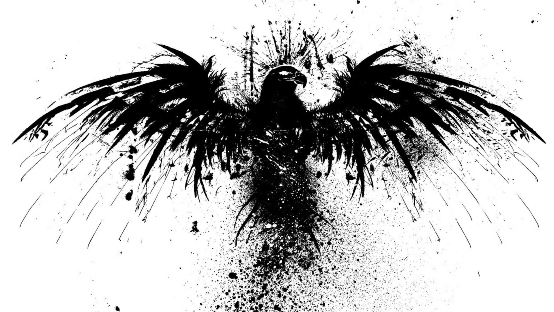 Aquila, Inchiostro, Bianco e nero, Full HD 1080p, sfondo desktop