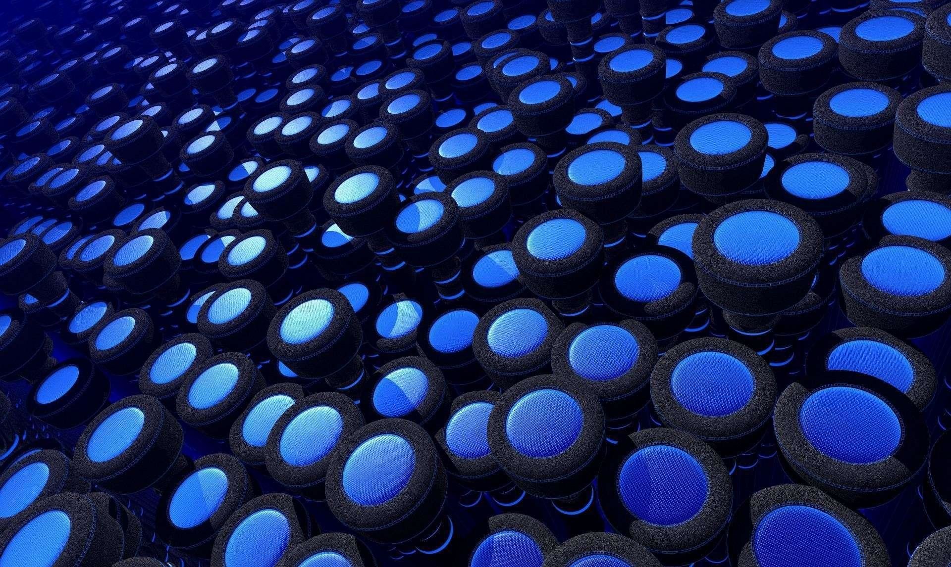 Cilindri, Blu, Rendering 3D, Motivo, Full HD, sfondo per il tuo desktop