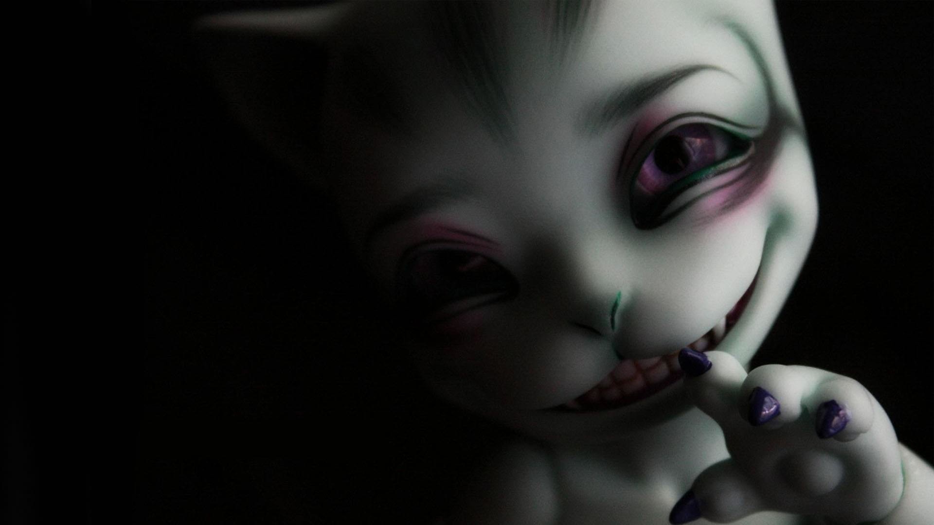 Bambola inquietante, Sorriso, Sfondo nero, Full HD, wallpaper per computer