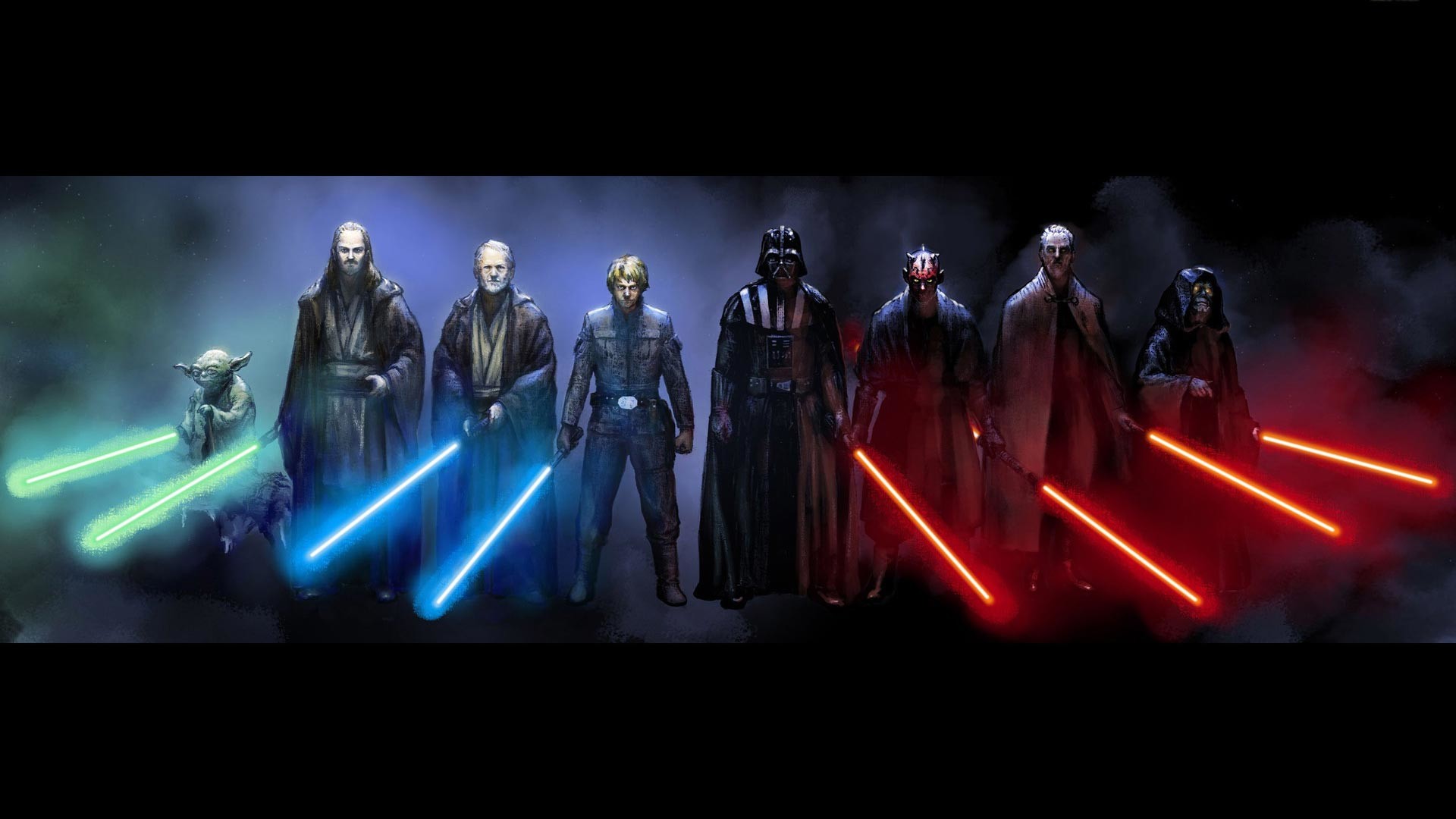 Star Wars, Darth Vader, Yoda, Spade laser, Jedi e Sith, Full HD, sfondo desktop