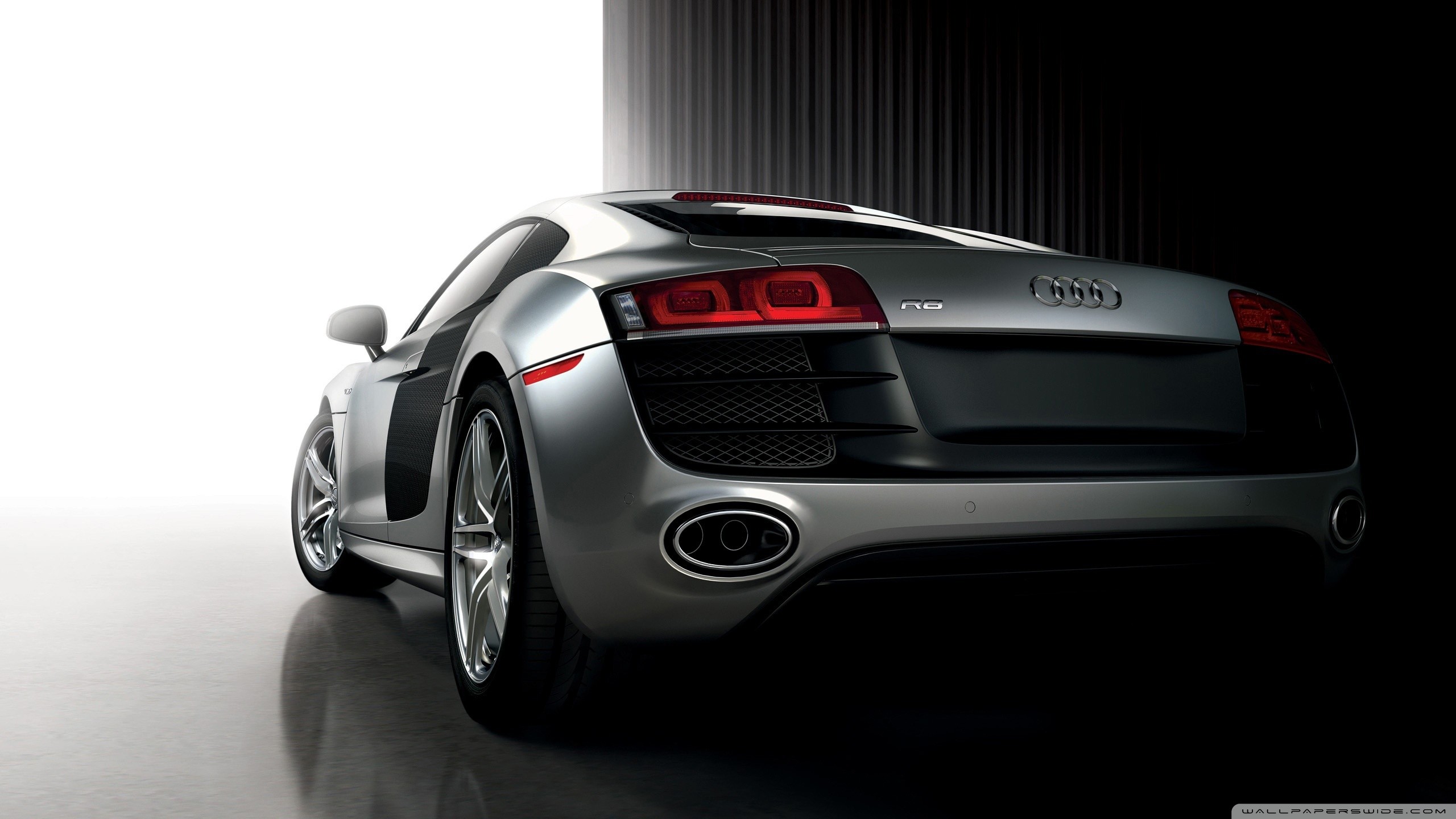 Audi R8, Audi, Posteriore, Argento, 16:9 2K, sfondo widescreen