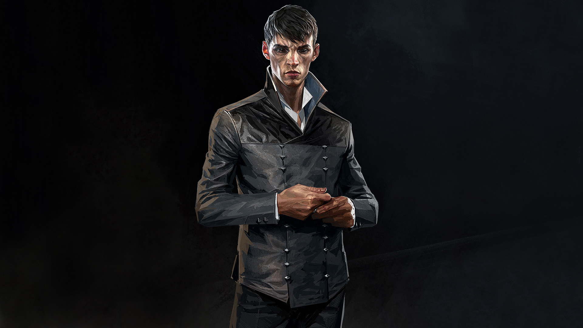 Outsider, Dishonored 2, Ritratto, Sfondo nero, Full HD, wallpaper desktop