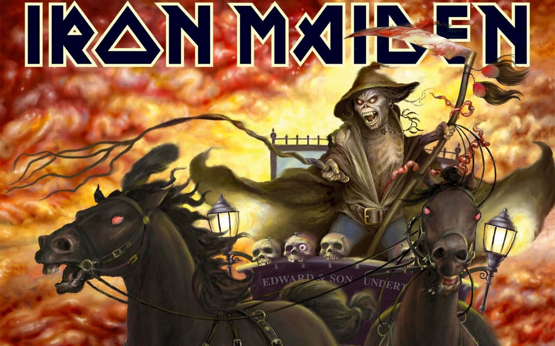 Eddie, Iron Maiden, Logo, Cavaliere, Carrozza, Full HD, sfondo per portatile