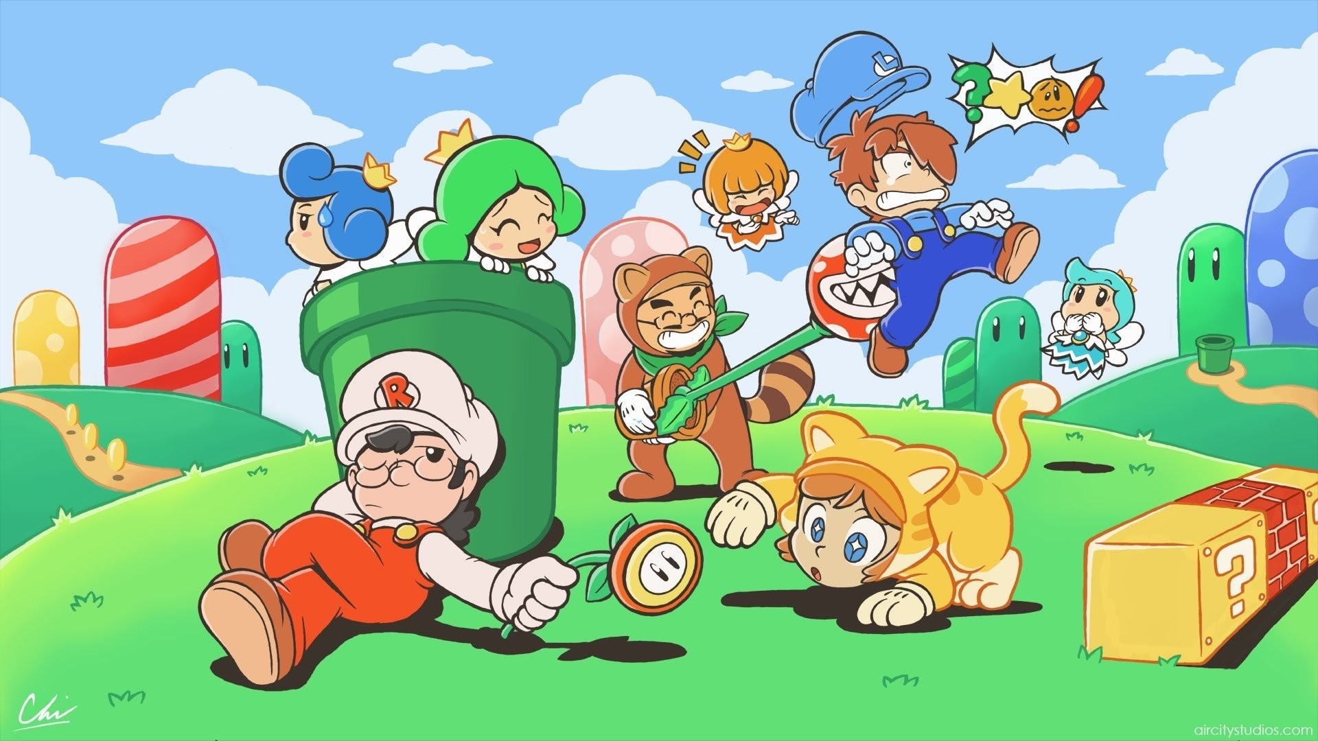 Super Mario, Mario, Fan art, Power-up, Full HD, sfondo per PC