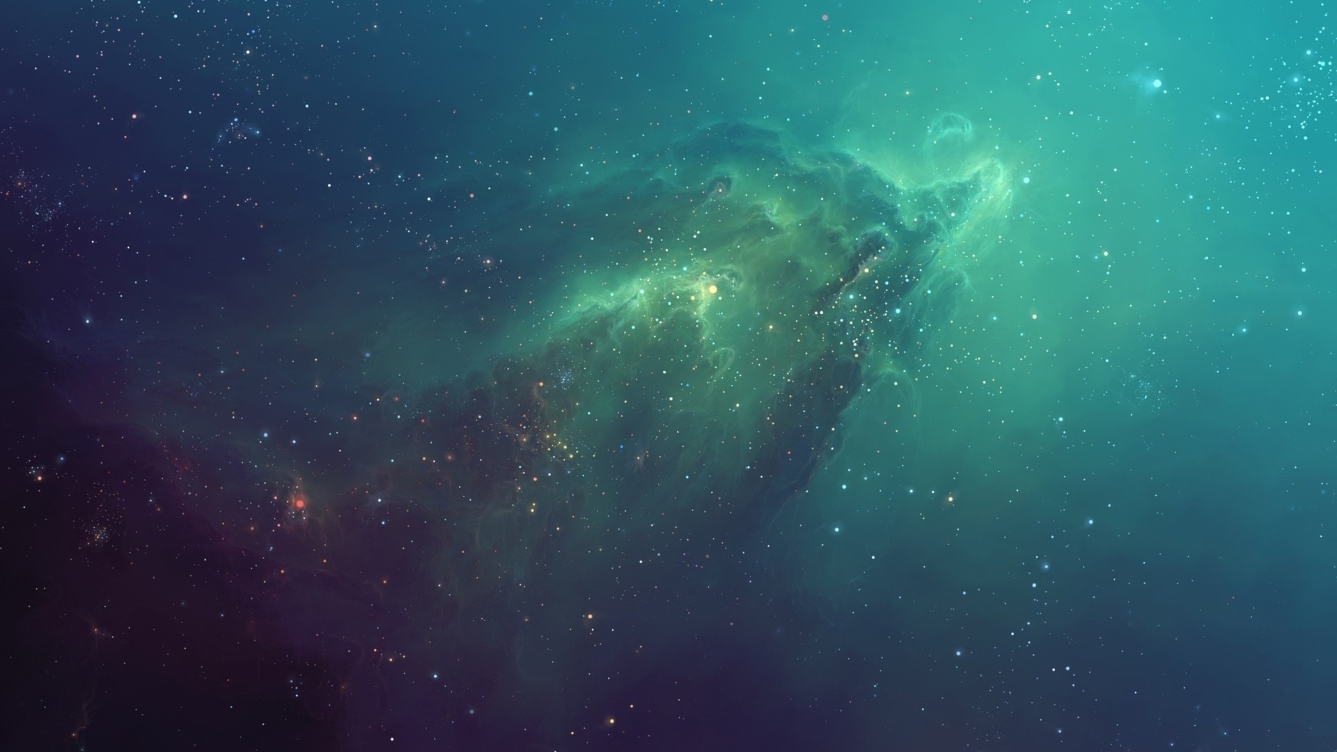 Nebulosa, Spazio, Verde acqua, Stelle, sfondo desktop Mac