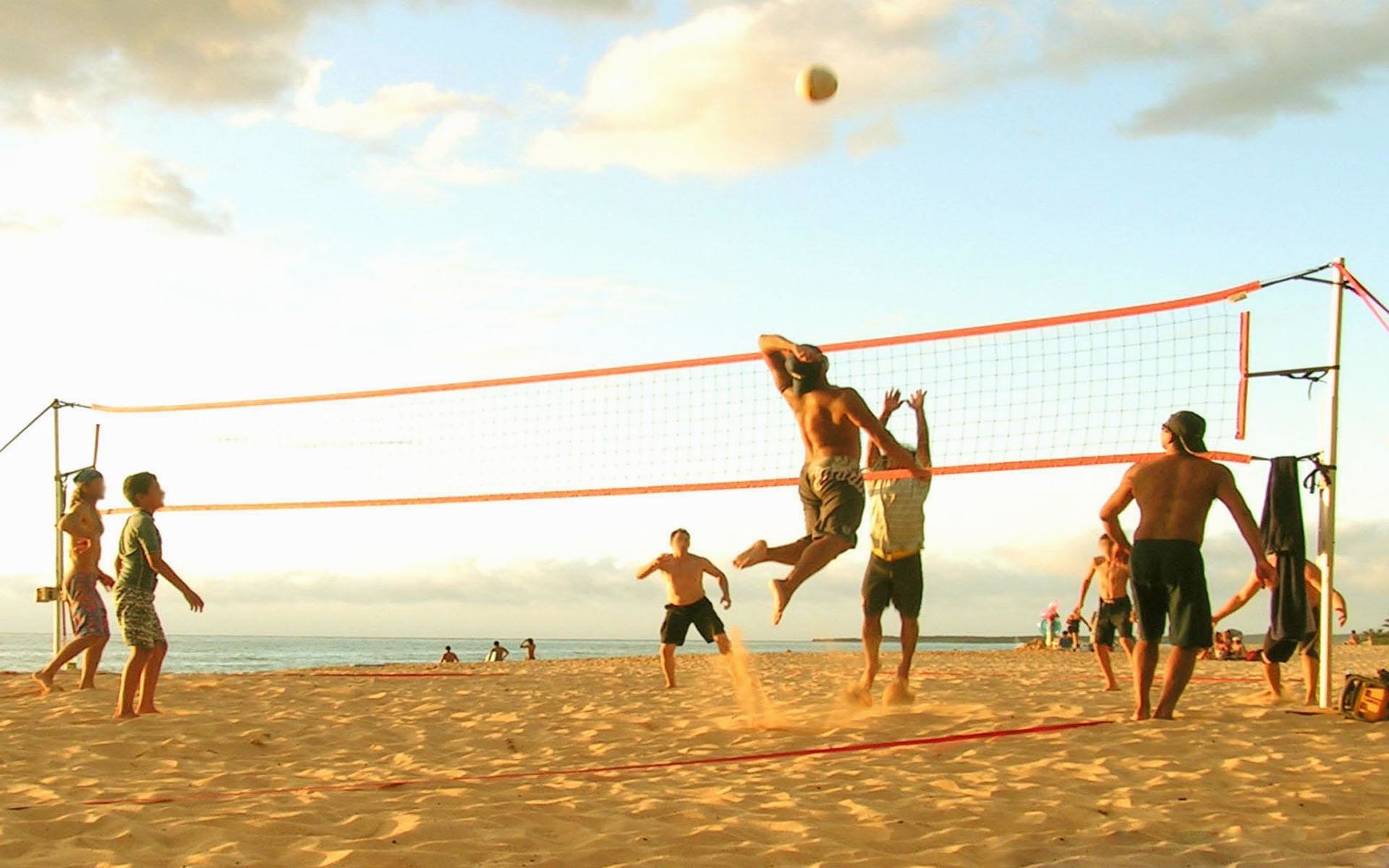 Beach volley, Spiaggia, Rete, Tramonto, 1920x1200, sfondo per PC