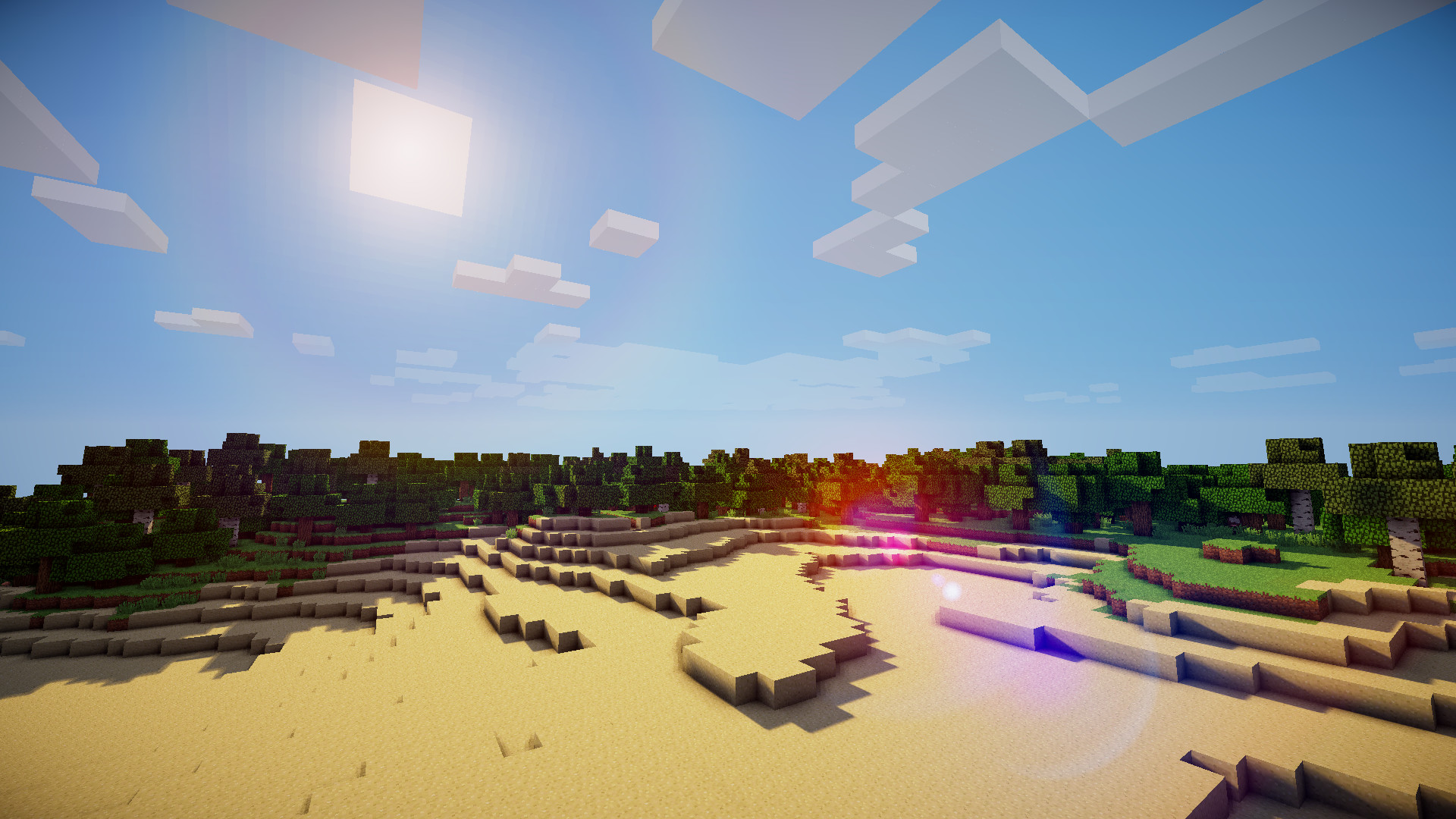 Minecraft, Deserto, Sole, Nuvole, Full HD, sfondo Windows 11