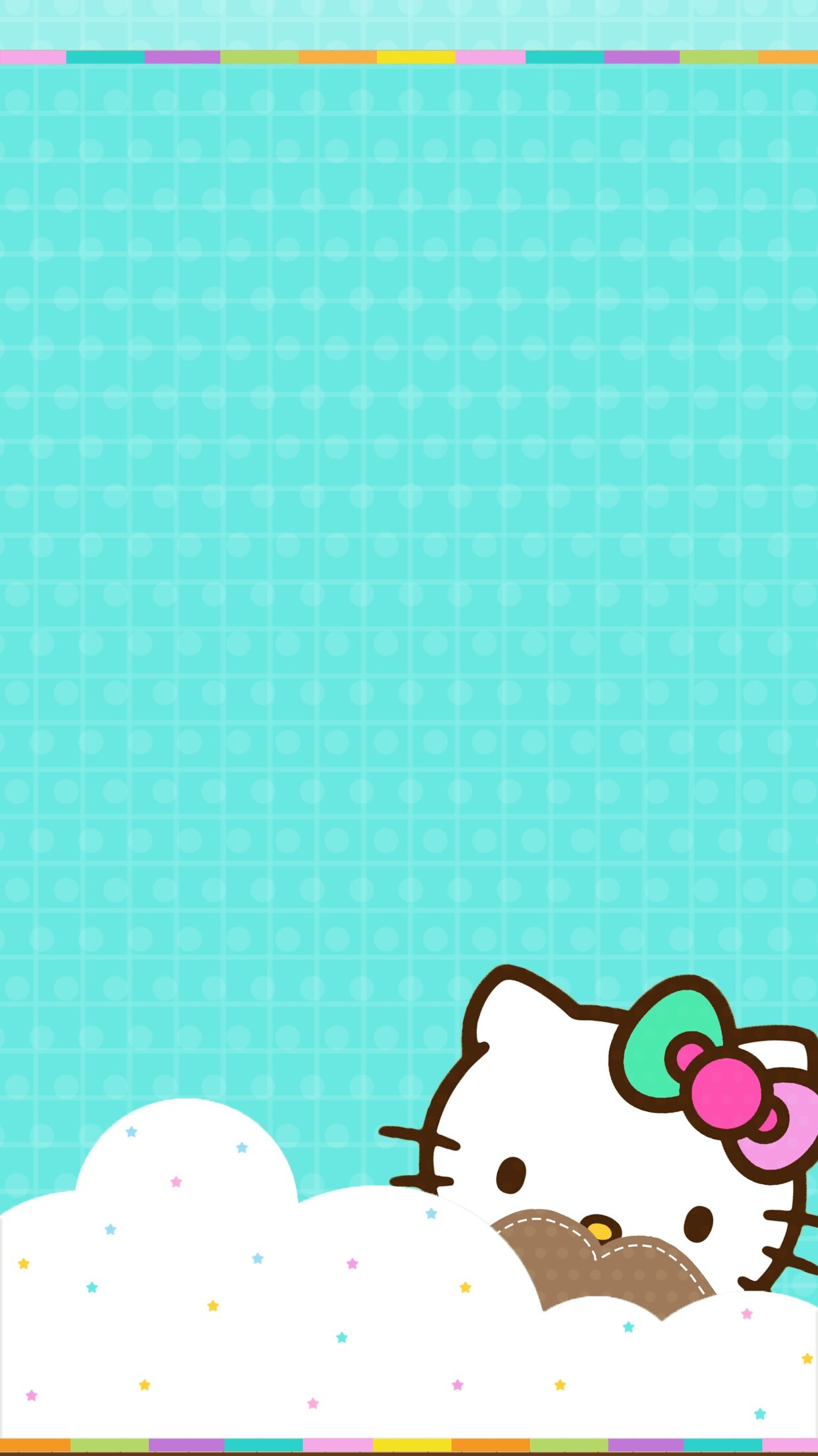 Hello Kitty, Turchese, Nuvola, Pois, Kawaii, Full HD, schermata di blocco del cellulare