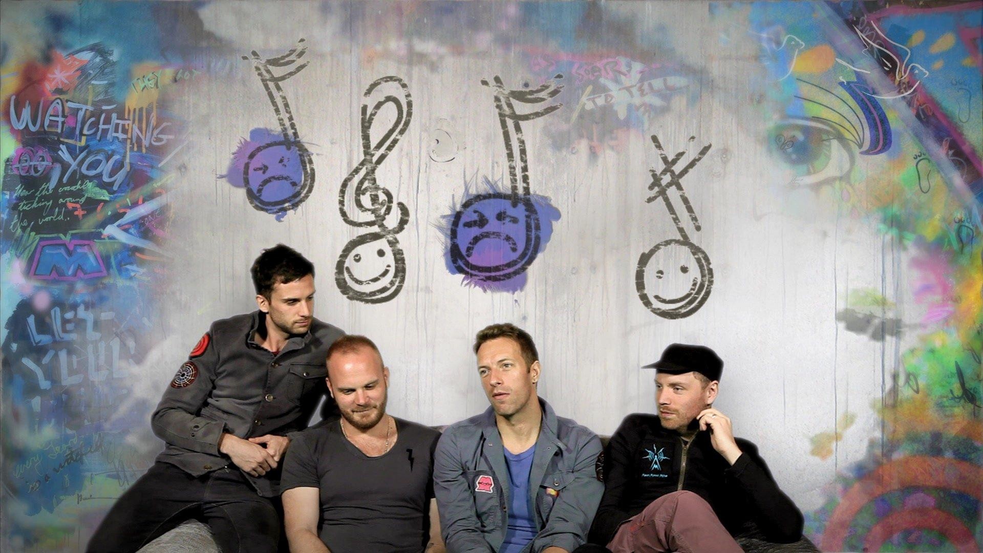 Coldplay, Gruppo, Graffiti, Note musicali, Mylo Xyloto, Full HD, sfondo per PC