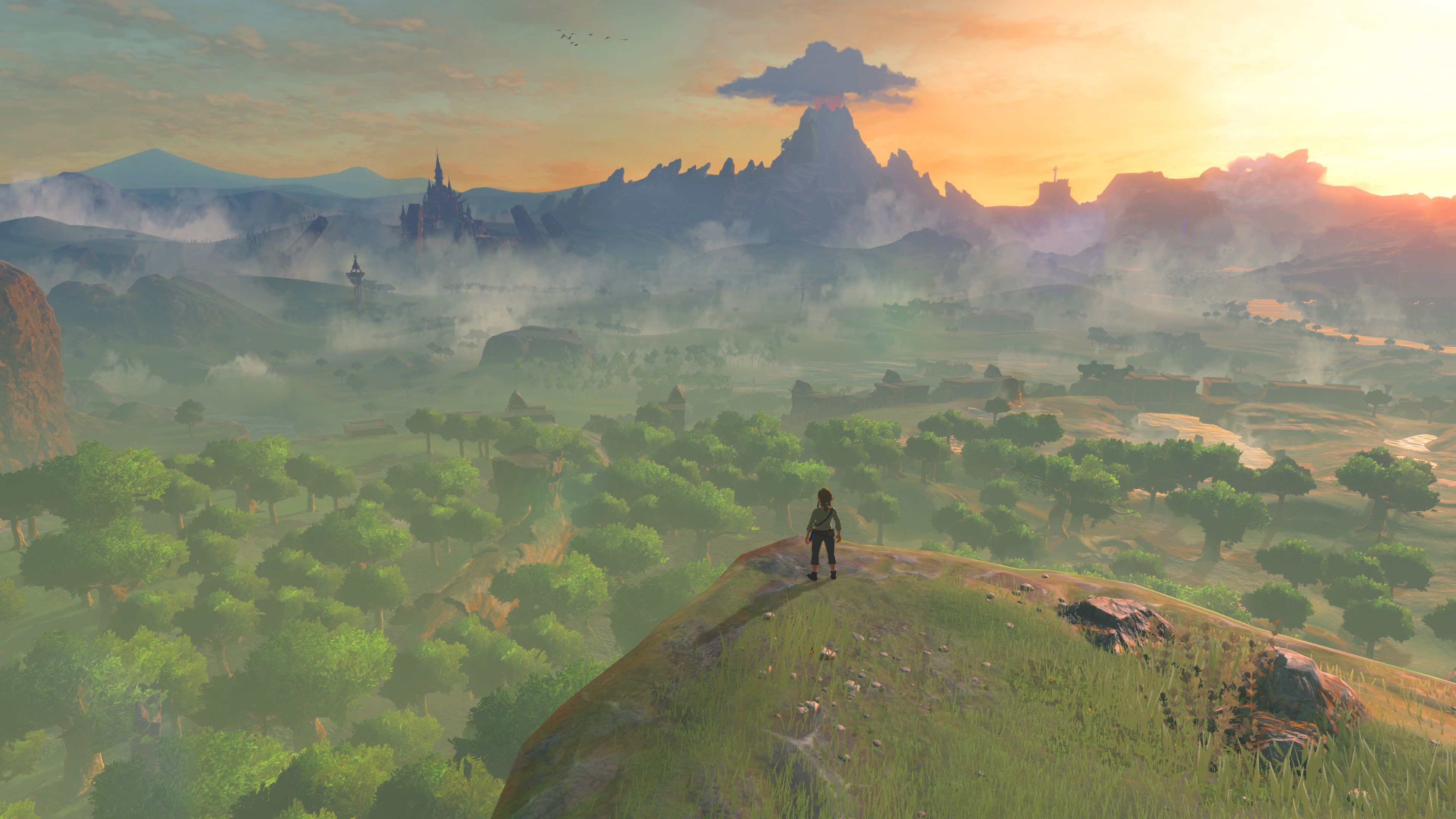 Link, Hyrule, The Legend of Zelda: Breath of the Wild, Monte Morte, Paesaggio, sfondo 2160p