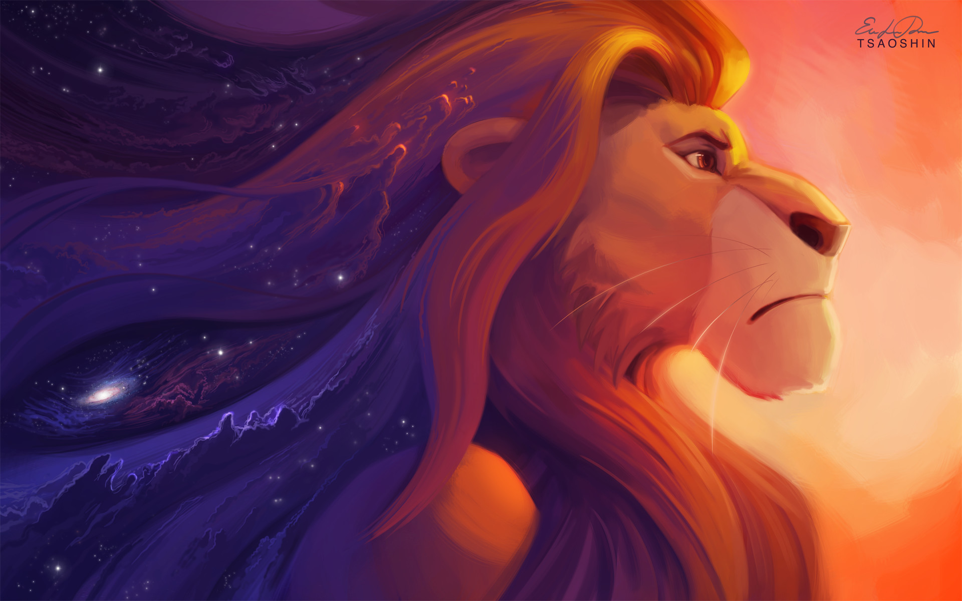 Mufasa, Il re leone, Disney, Spazio, Illustrazione, Full HD, sfondo desktop