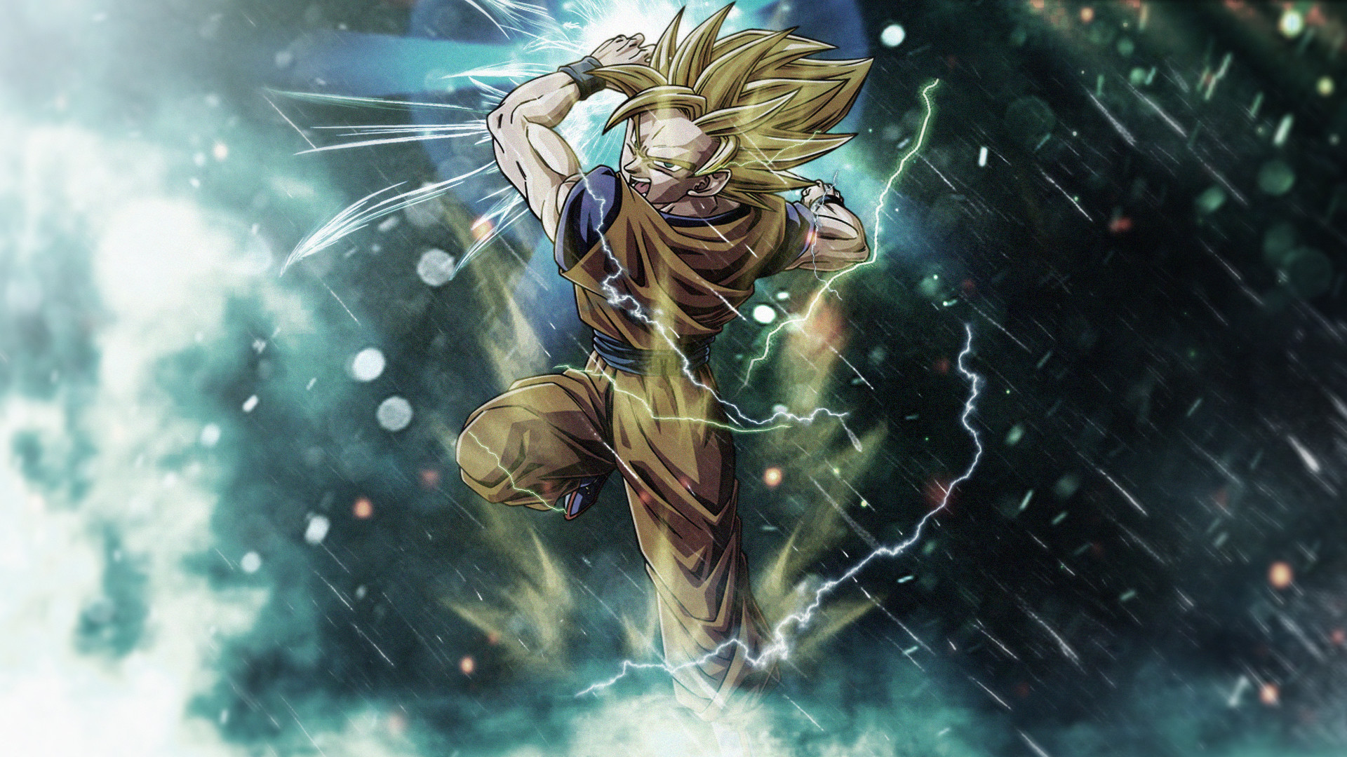 Goku, Dragon Ball Z, Super Saiyan, Fulmini, Full HD, wallpaper per computer