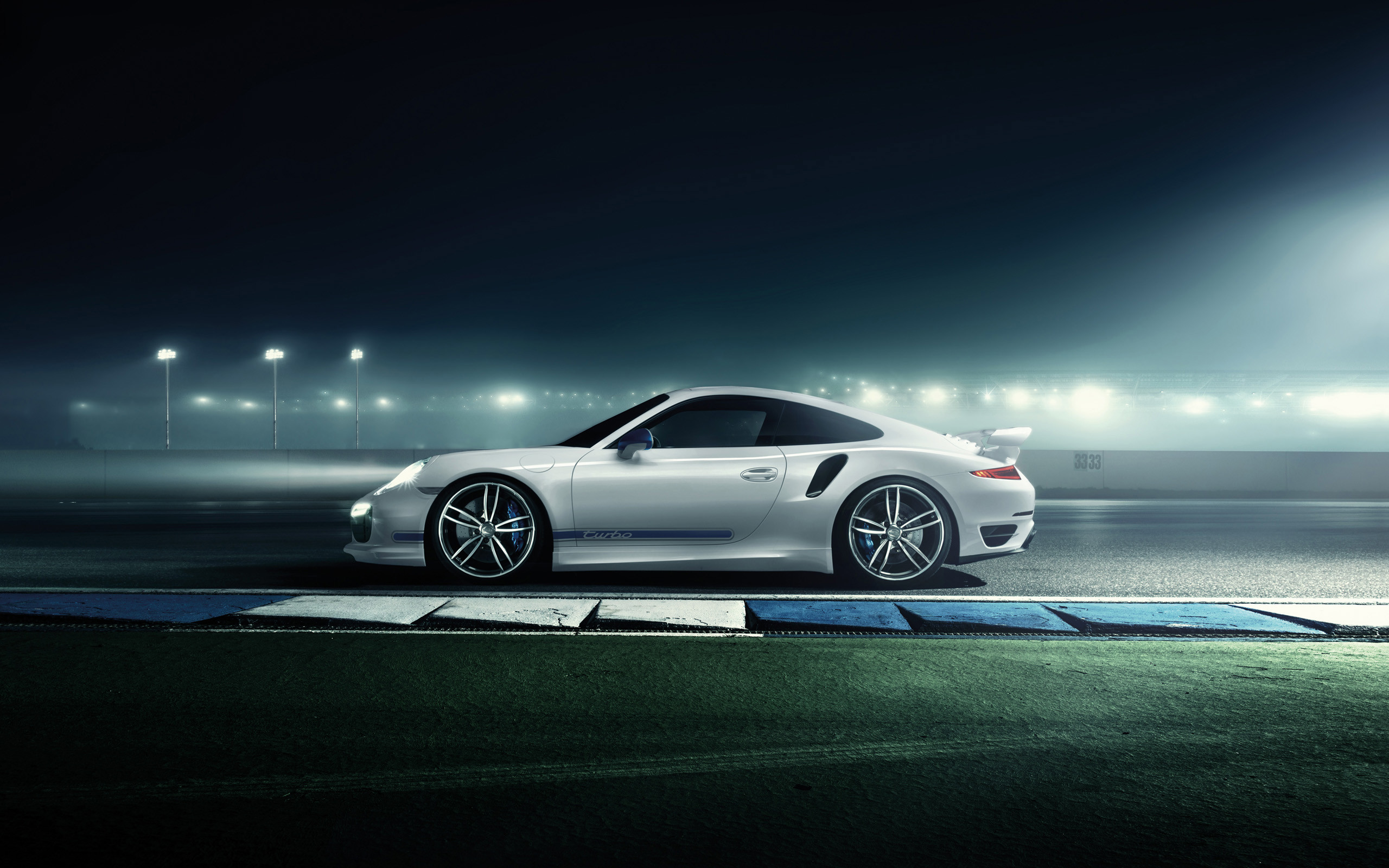 Porsche 911 Turbo (991), Porsche 911, Bianco, Notte, 2560x1600, immagine di sfondo