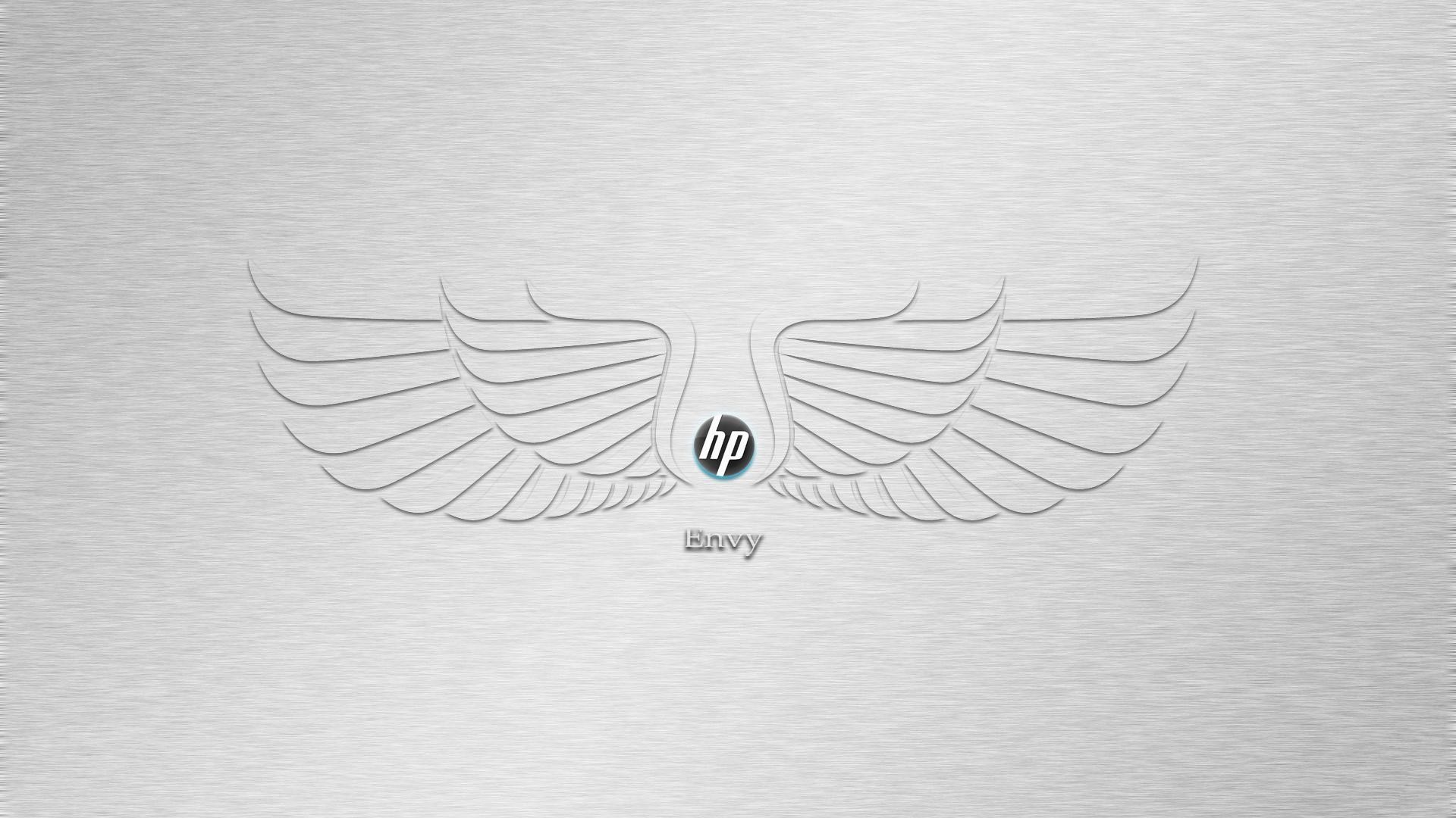 Logo HP, HP Envy, Ali, Alluminio spazzolato, Argento, Full HD, sfondo per PC